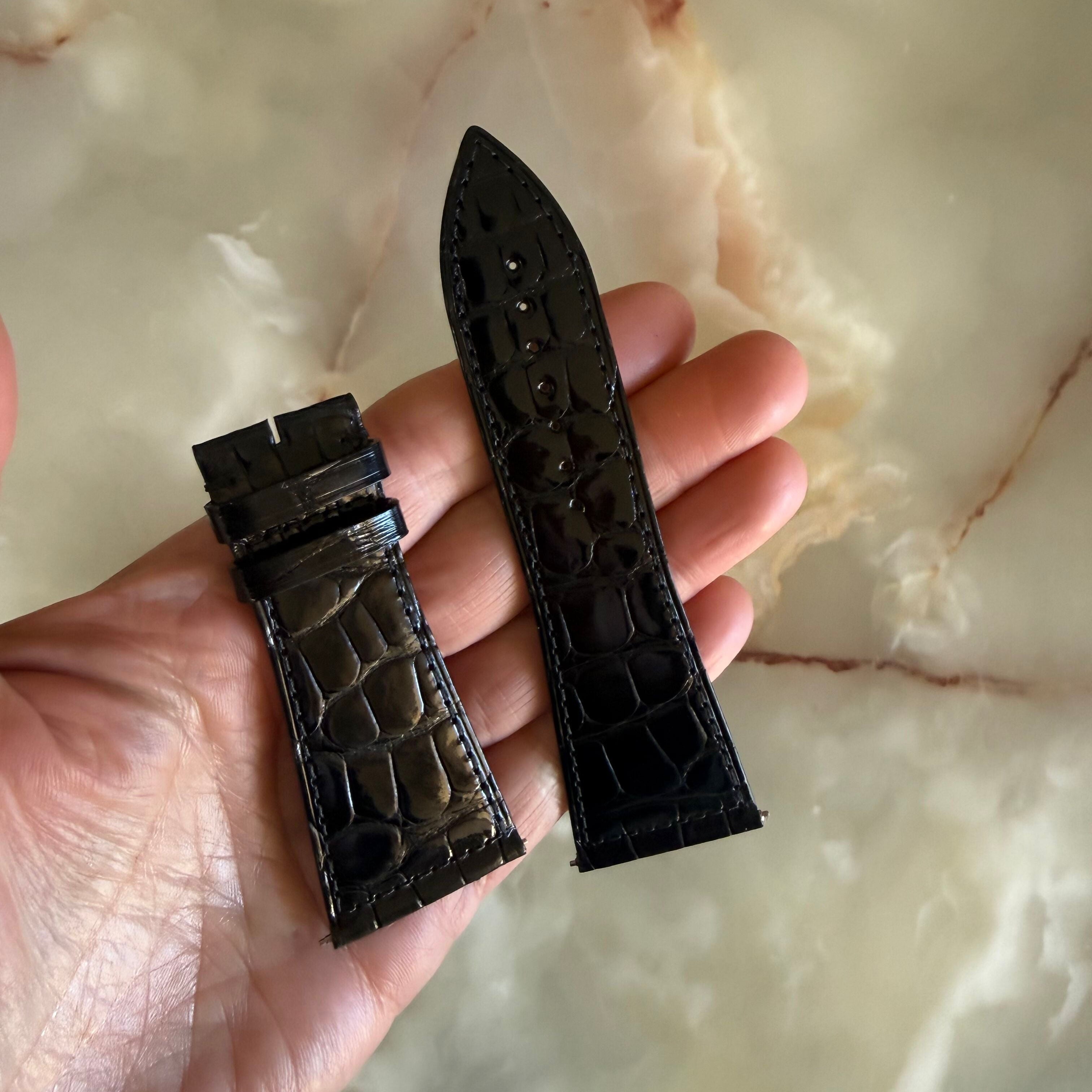 Authentic Franck Muller Black Shiny Crocodile Watch Strap Band 30mm