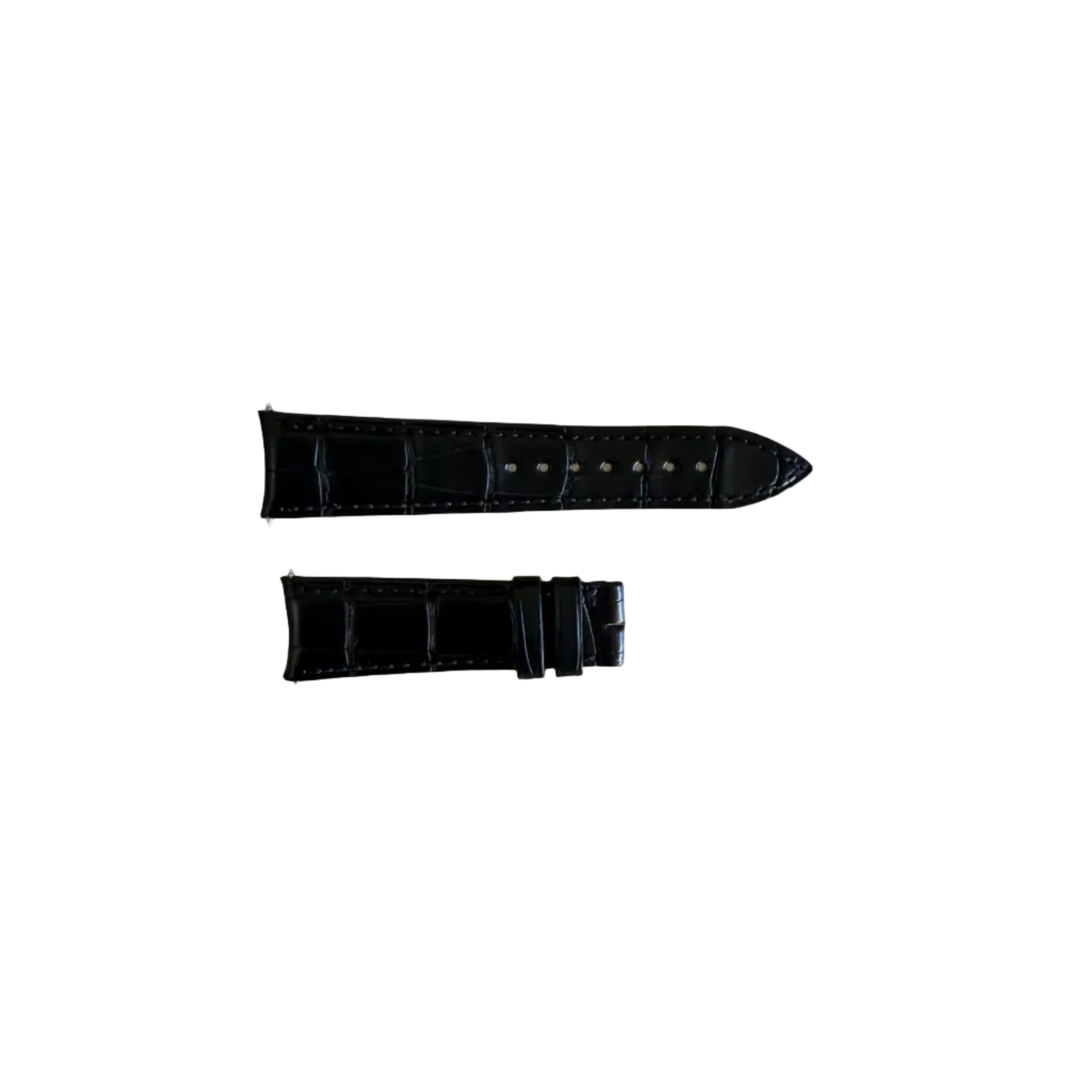Authentic Franck Muller Black Crocodile Stitching Padded Watch Strap Band 20mm