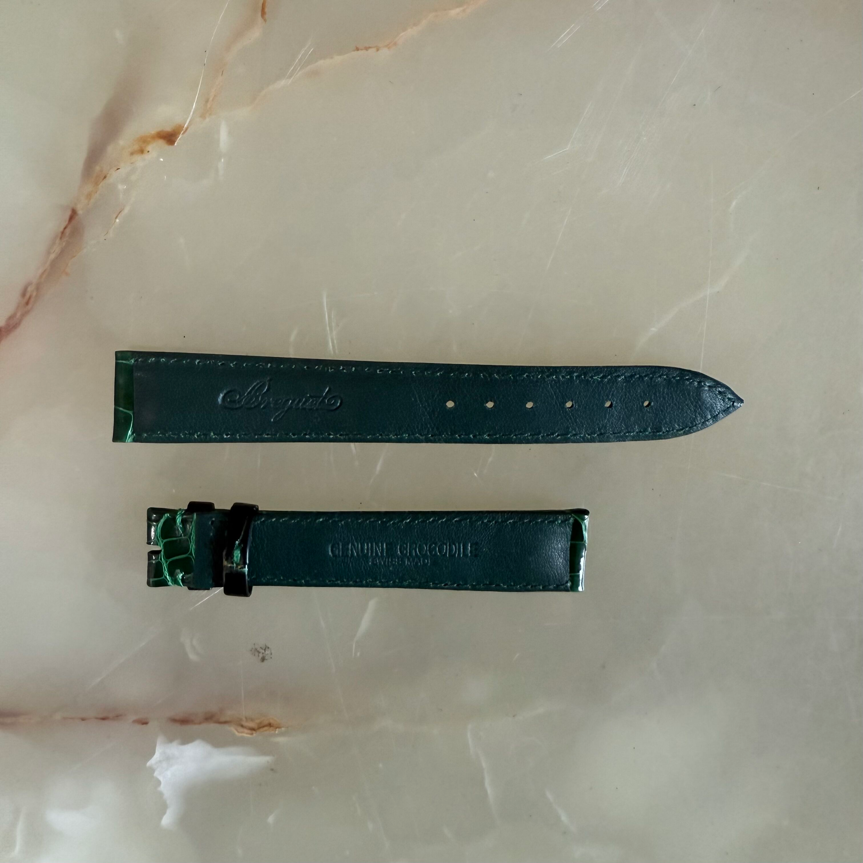 Authentic Breguet Green Crocodile Watch Strap Band 18mm Padded & Stitched