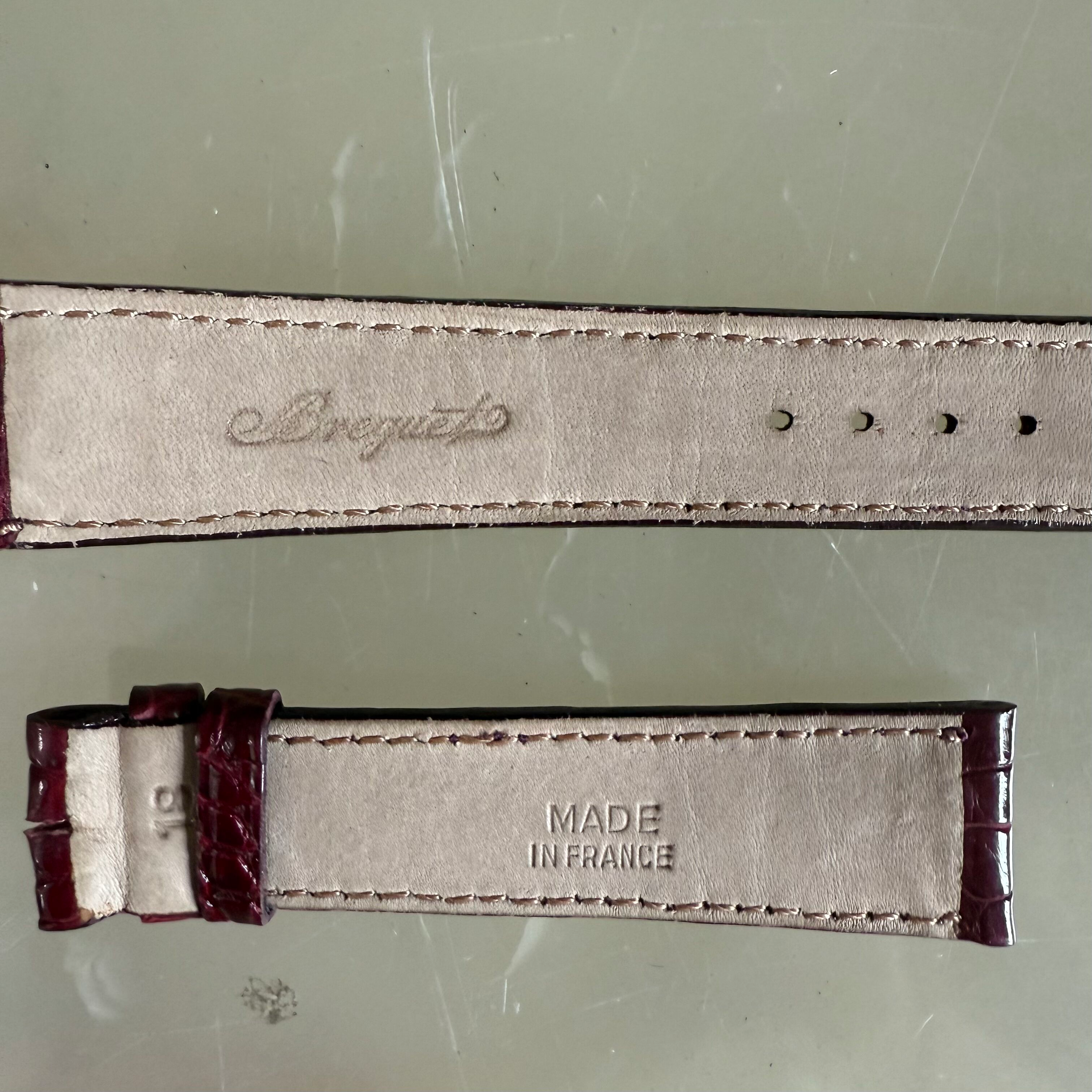 Authentic Breguet Burgundy Crocodile Watch Strap Band 18mm Padded & Stitched