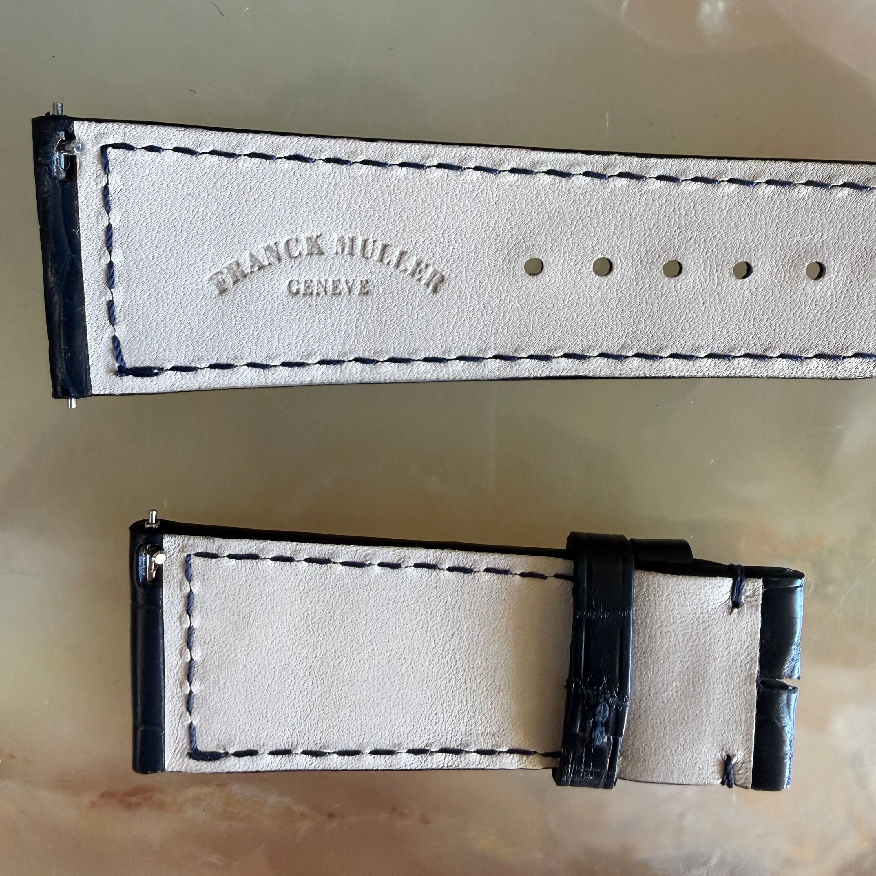 Authentic Franck Muller Navy Blue Crocodile Watch Strap Band 23mm