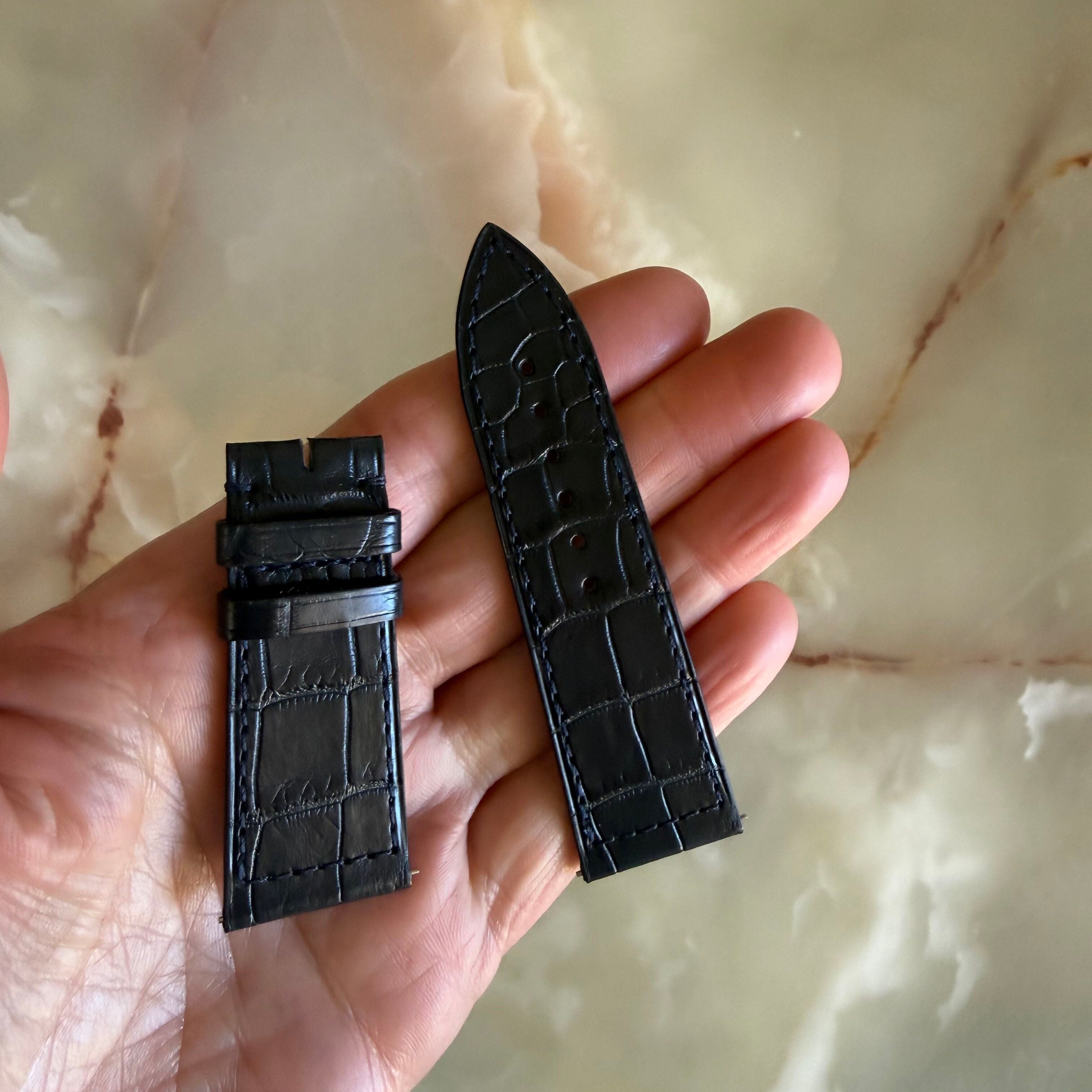 Authentic Franck Muller Navy Blue Crocodile Watch Strap Band 23mm