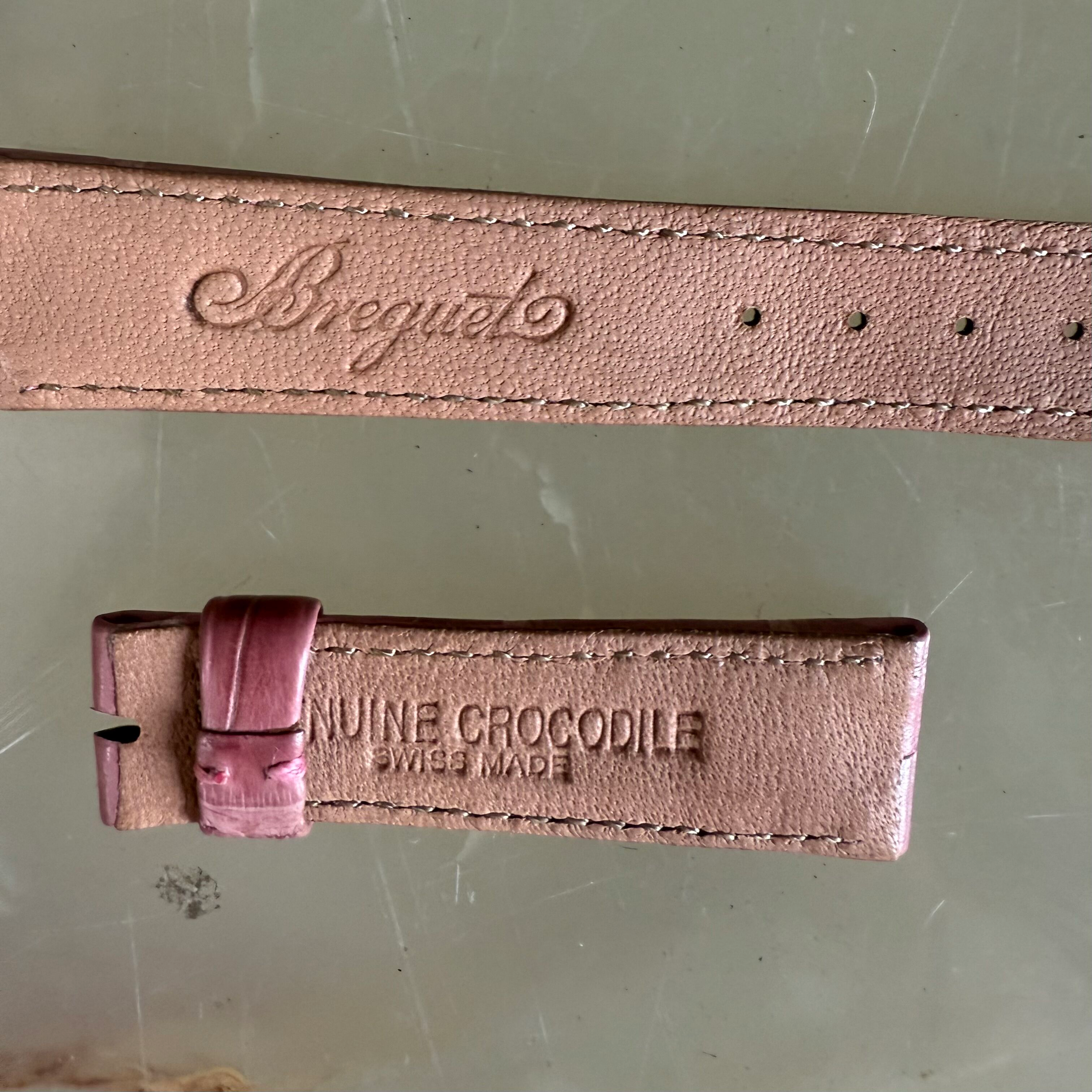 Authentic Breguet Pink Crocodile Watch Strap Band 17mm Padded & Stitched