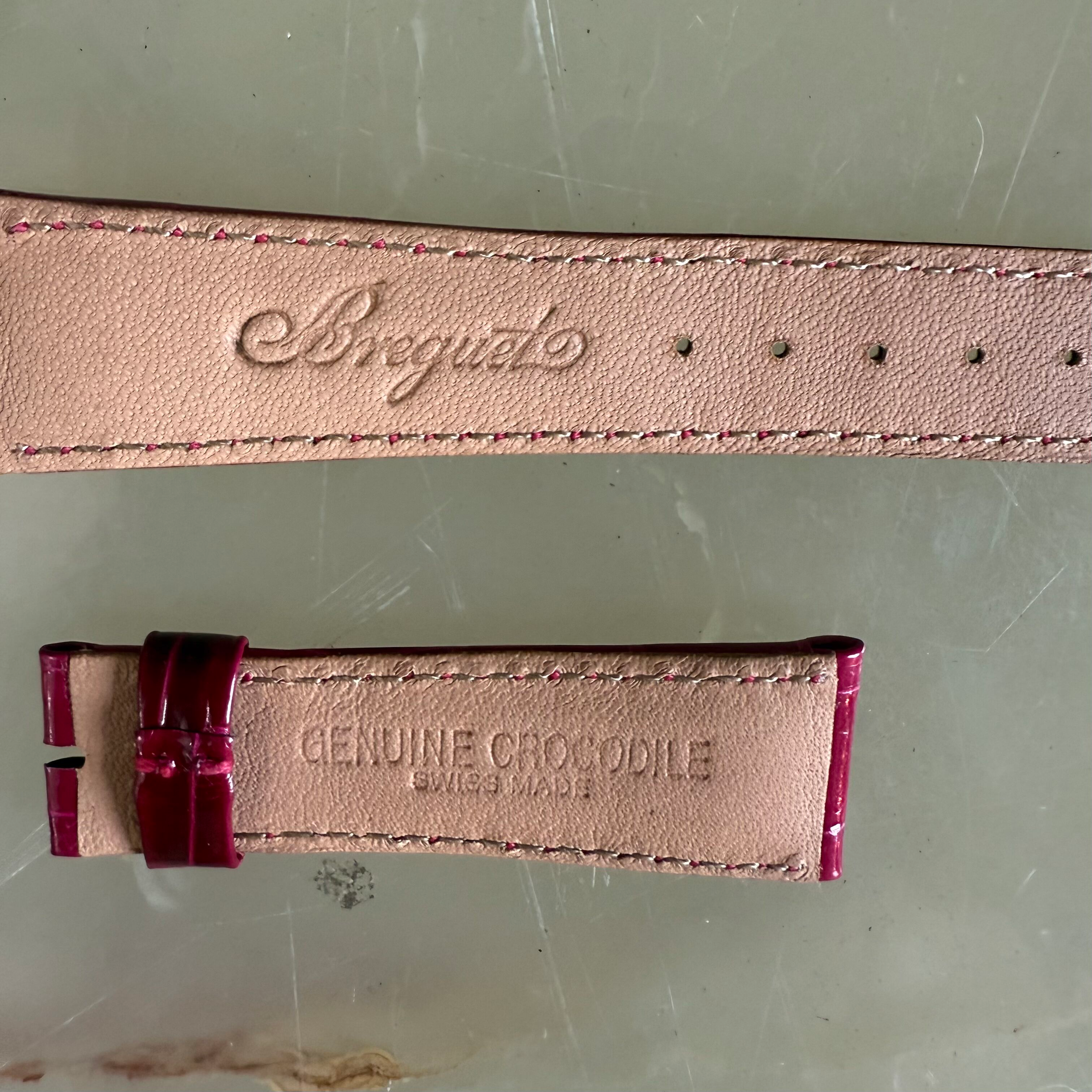 Authentic Breguet Fuchsia Crocodile Watch Strap Band 20mm Padded & Stitched