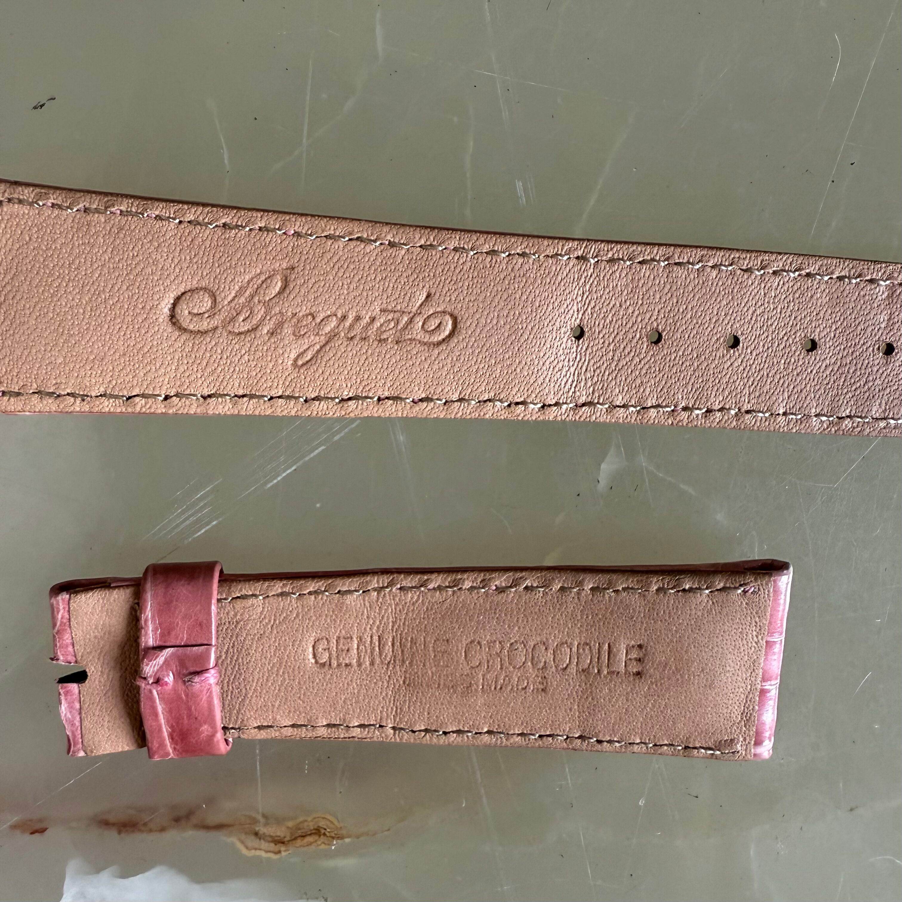Authentic Breguet Pink Crocodile Watch Strap Band 19.5mm Padded & Stitched