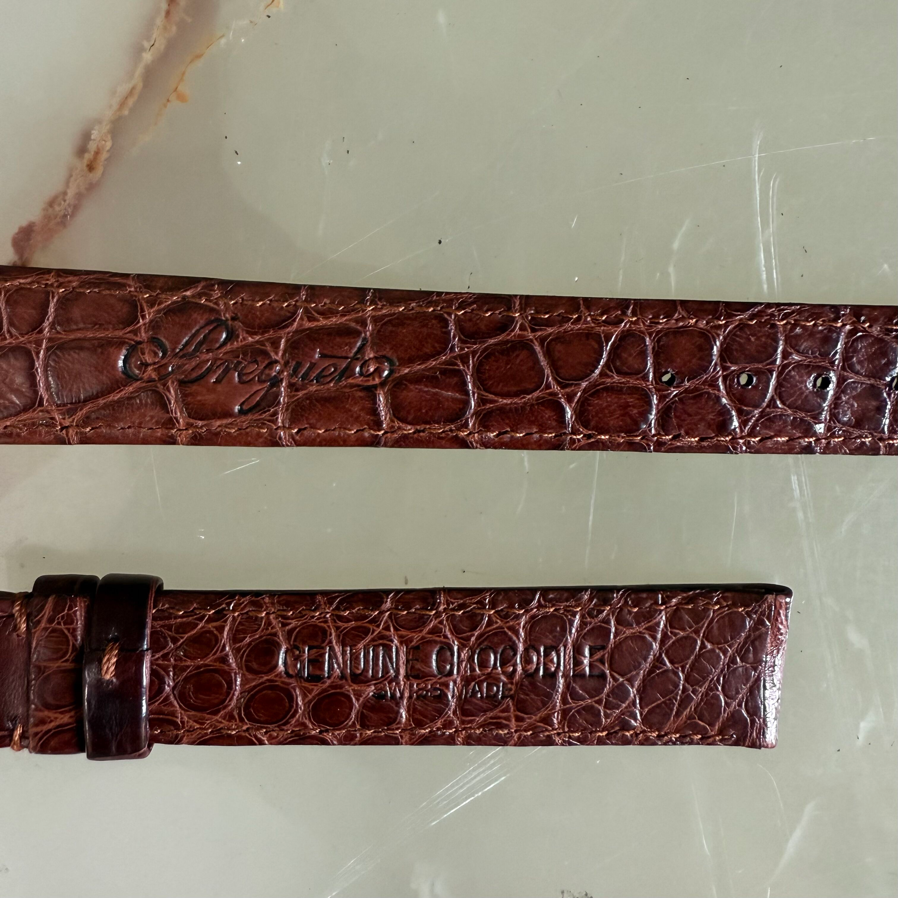 Authentic Breguet Brown Alligator Watch Strap Band 16.5mm Stitched