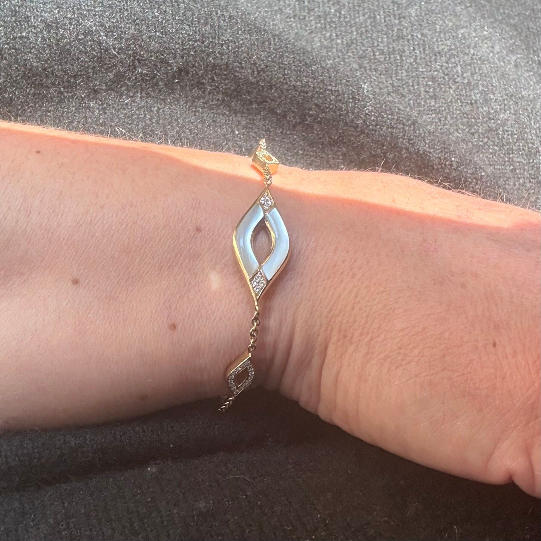 Kabana 14K Yellow Gold Mother of Pearl Diamond Bracelet