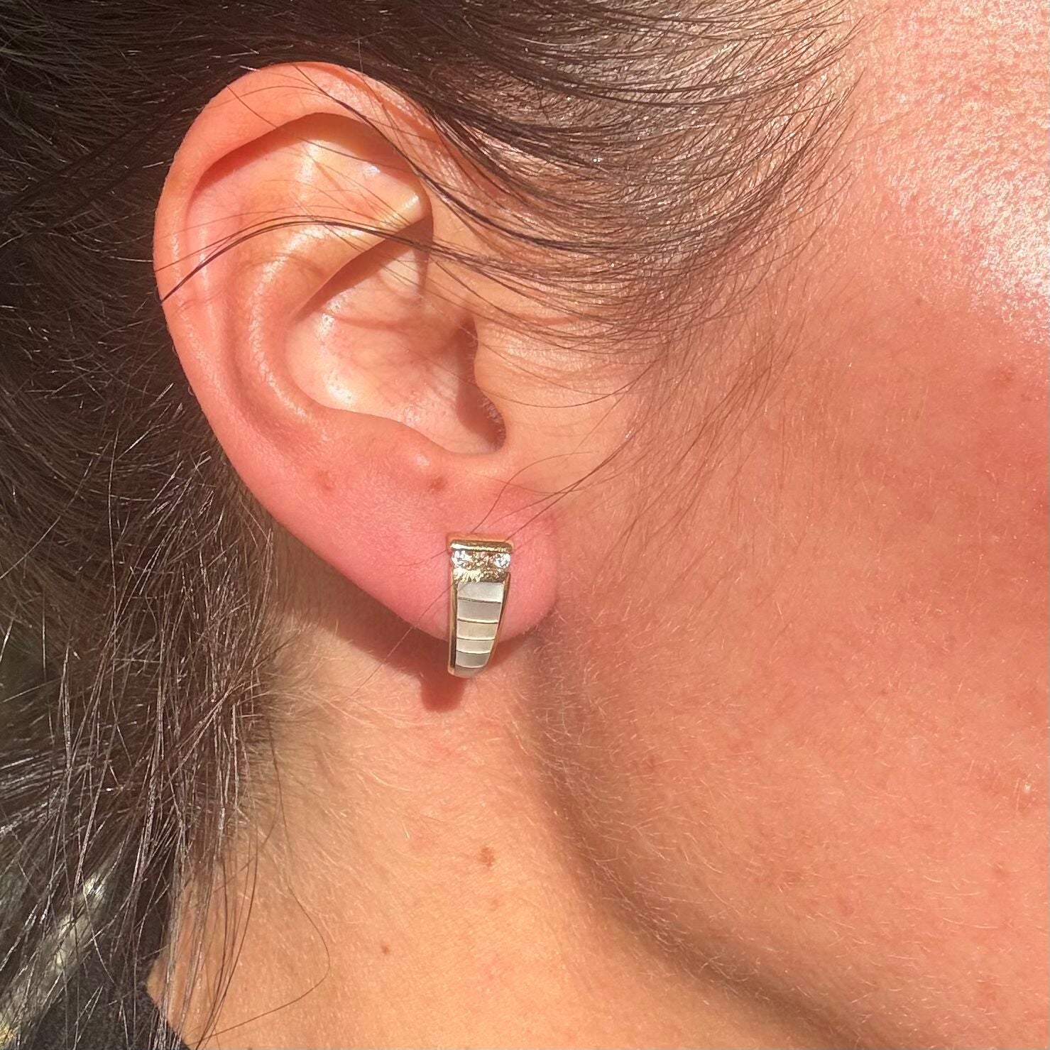 Kabana 14K Yellow Gold Mother of Pearl Diamond Earrings