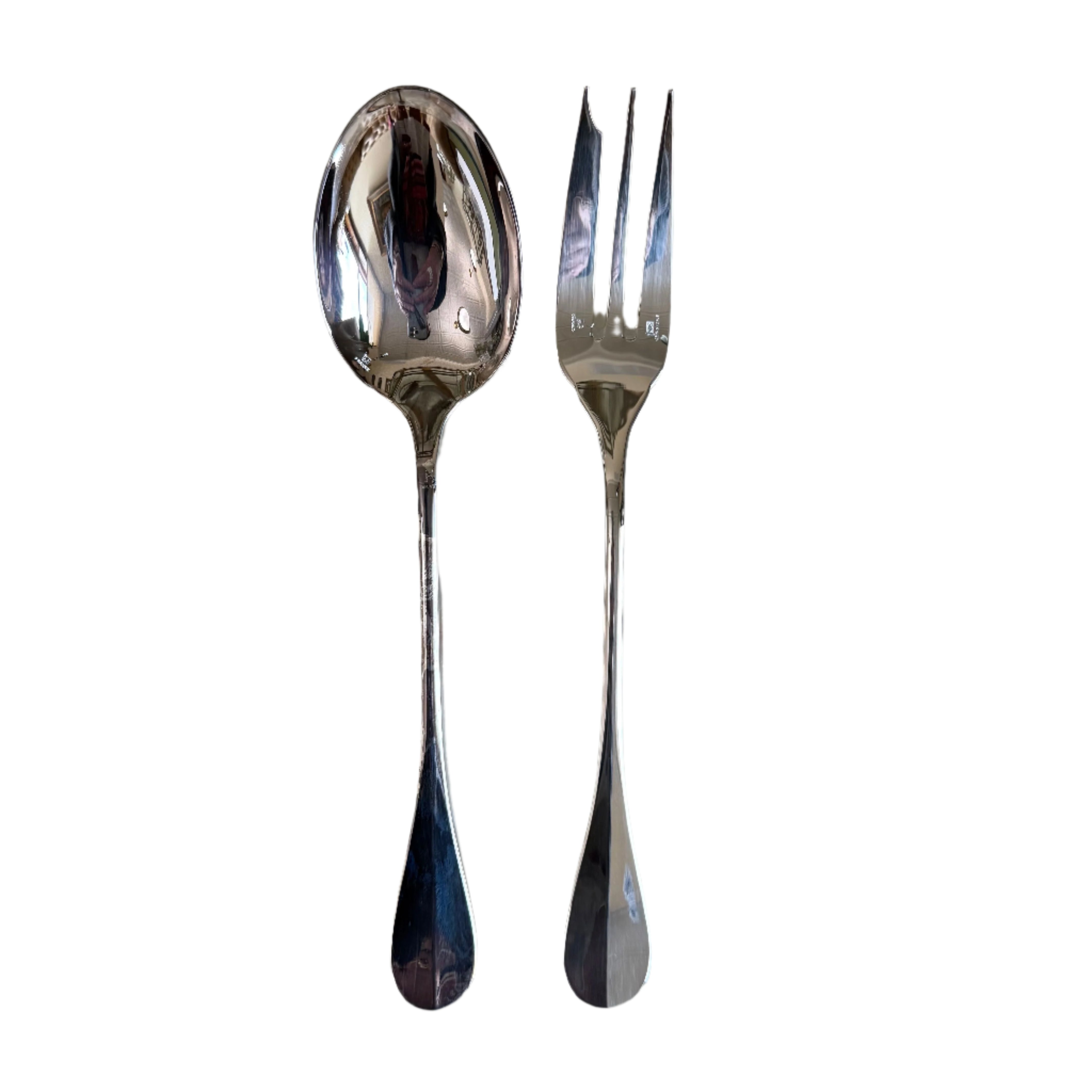 Christofle Fidelio Silver Plated Serving Spoon Fork Set Large 0560007-0560006