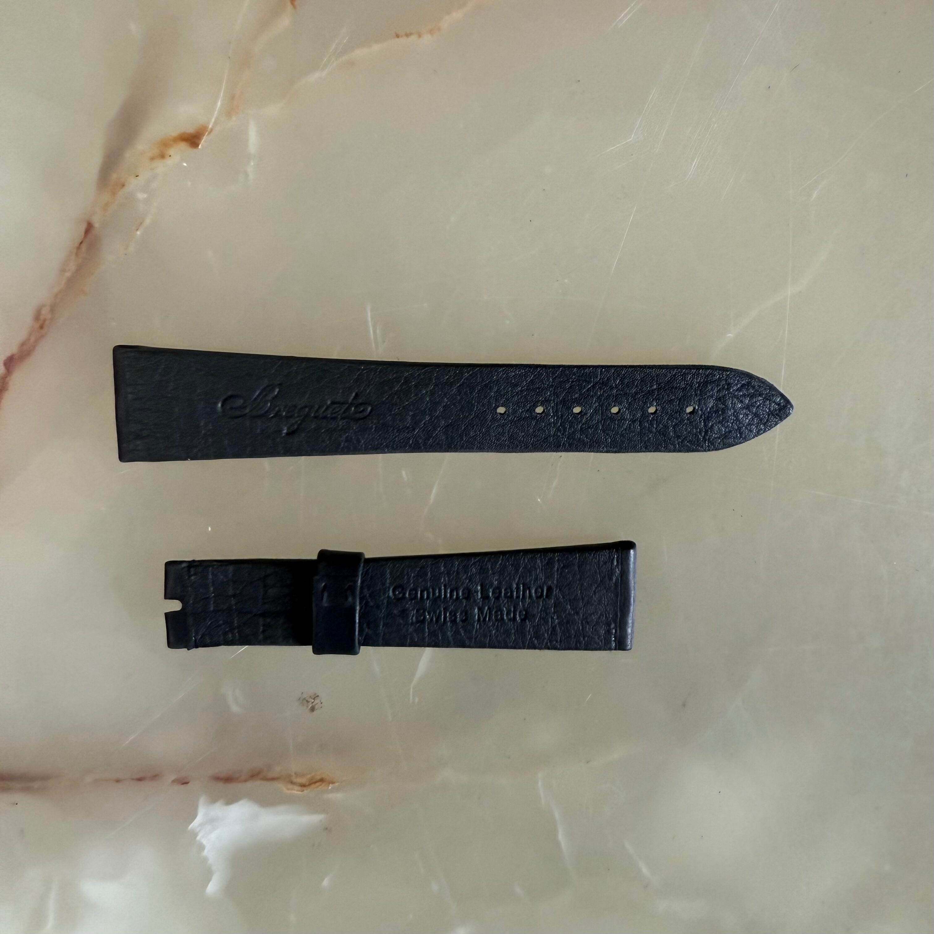 Authentic Breguet Black Genuine Leather Watch Strap Band 22mm