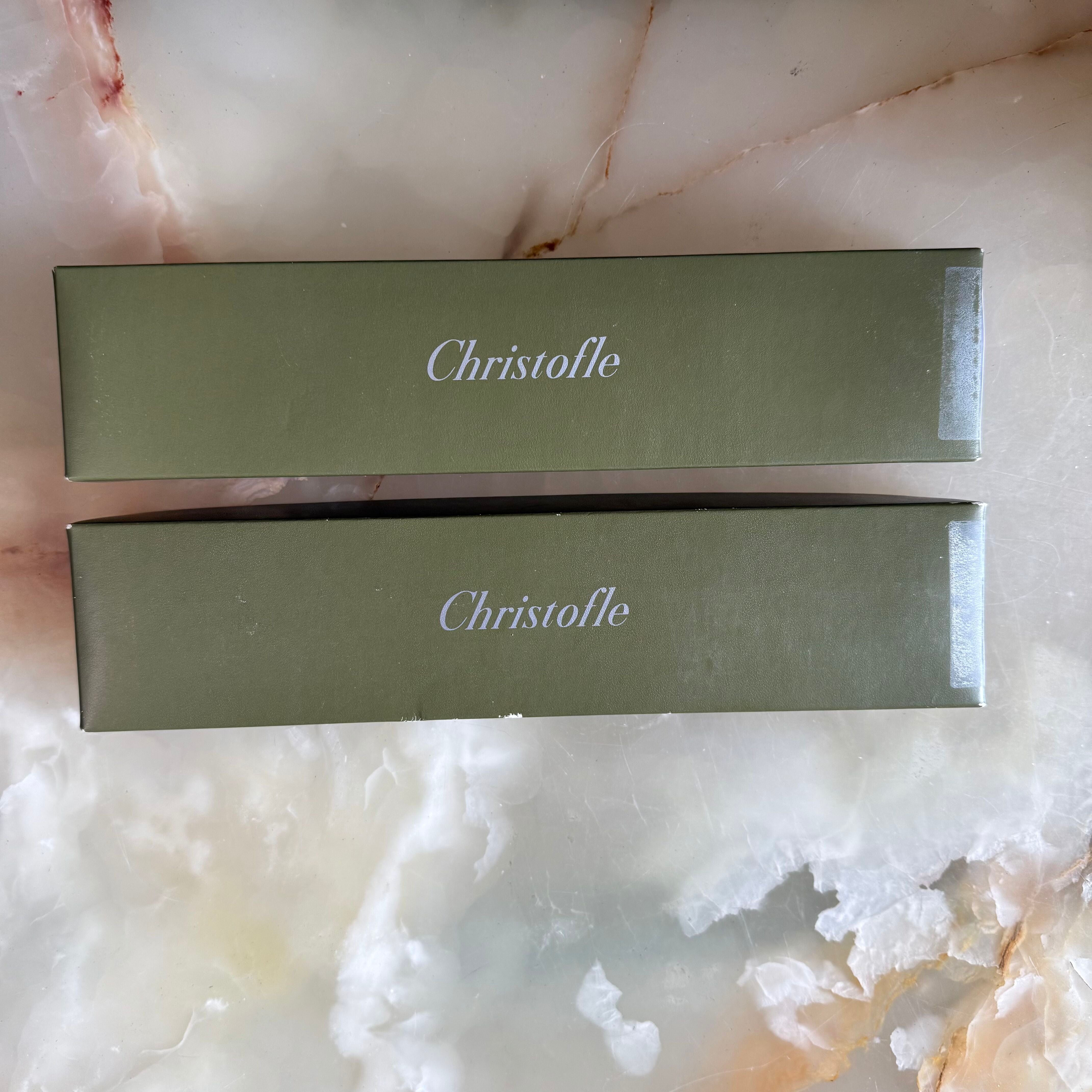 Christofle Fidelio Silver Plated Serving Spoon Fork Set Large 0560007-0560006