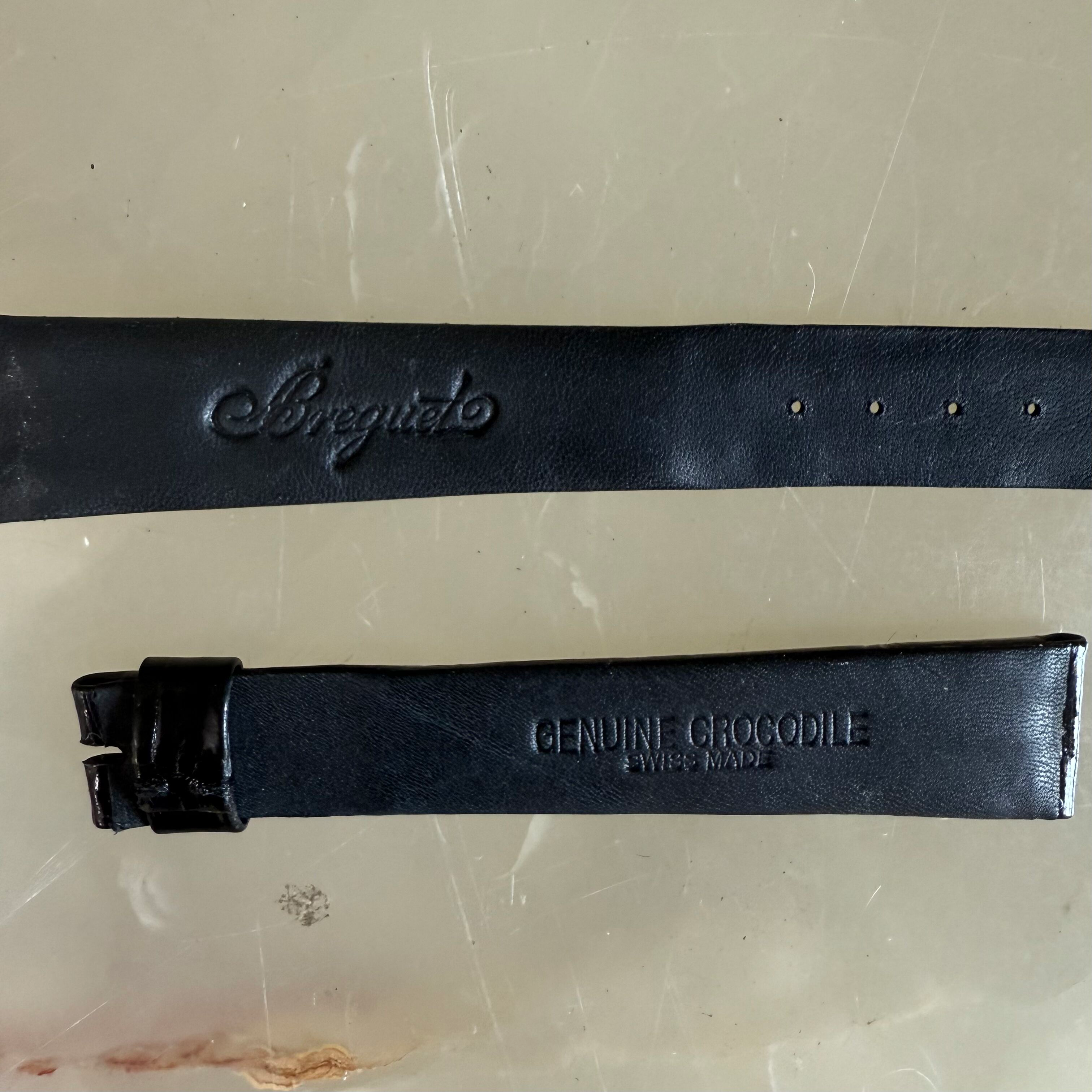 Authentic Breguet Black Genuine Crocodile Watch Strap Band 17.5mm