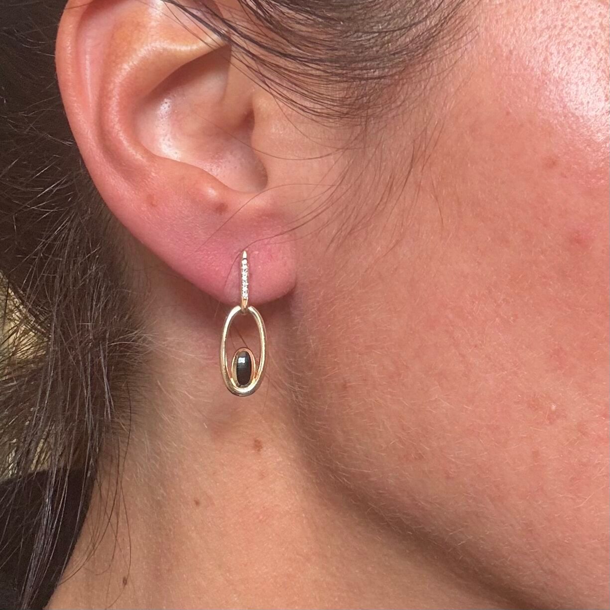 Kabana 14K Yellow Gold Black Onyx Diamond Drop Earrings