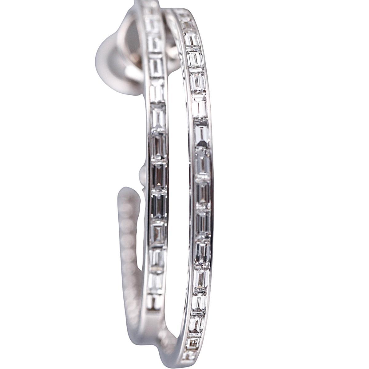 Marli 18k White Gold Diamond Hoop Earrings