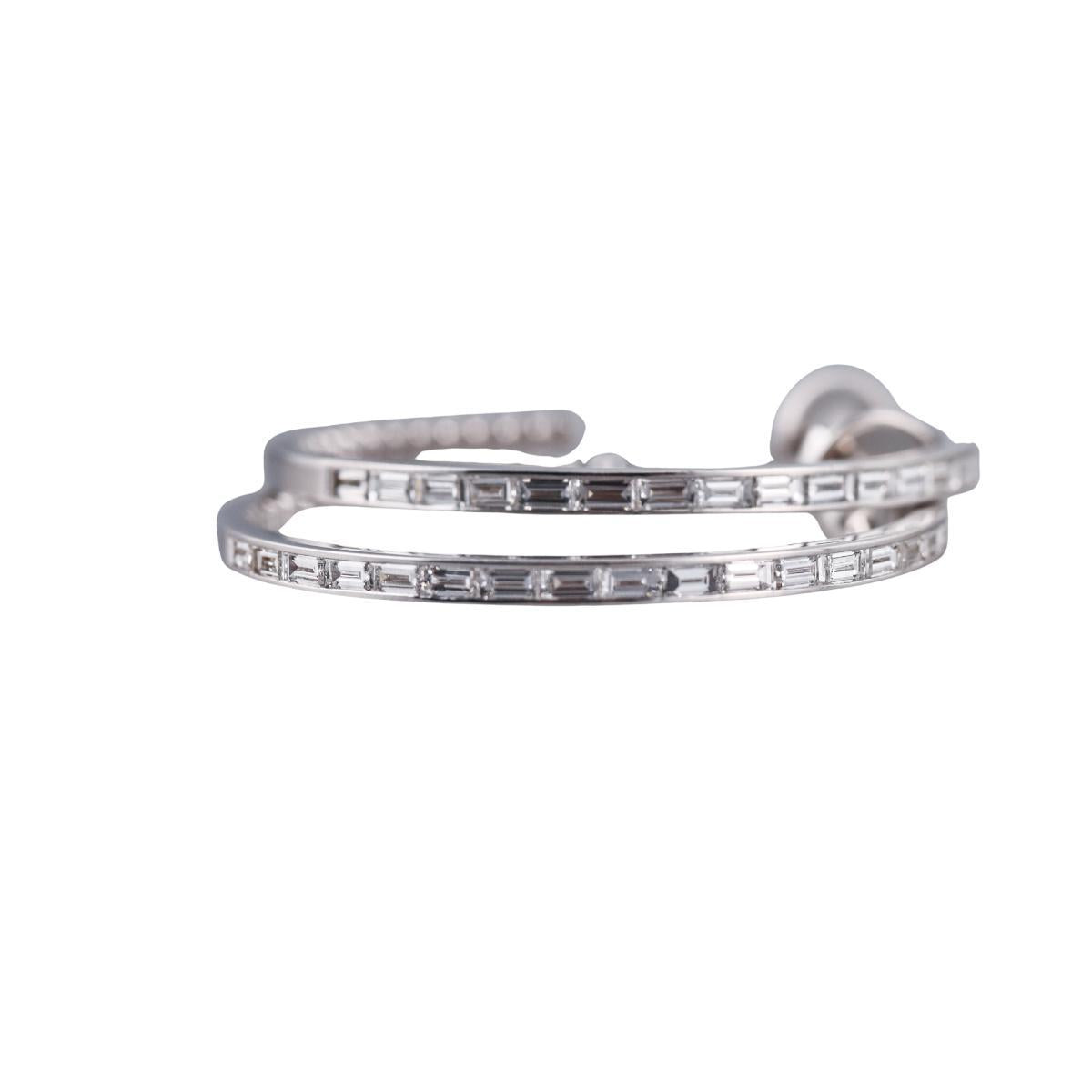 Marli 18k White Gold Diamond Hoop Earrings