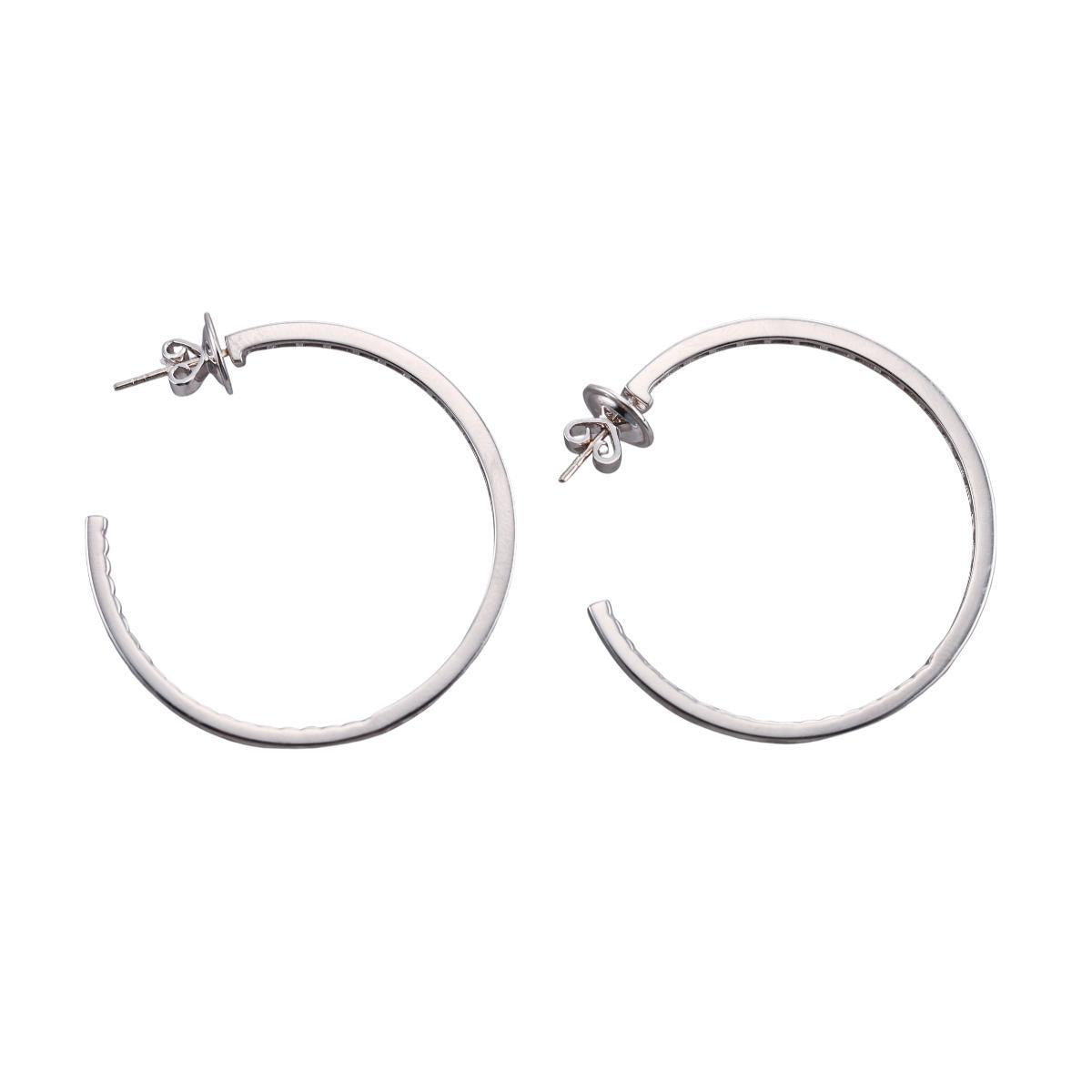 Marli 18k White Gold Diamond Hoop Earrings