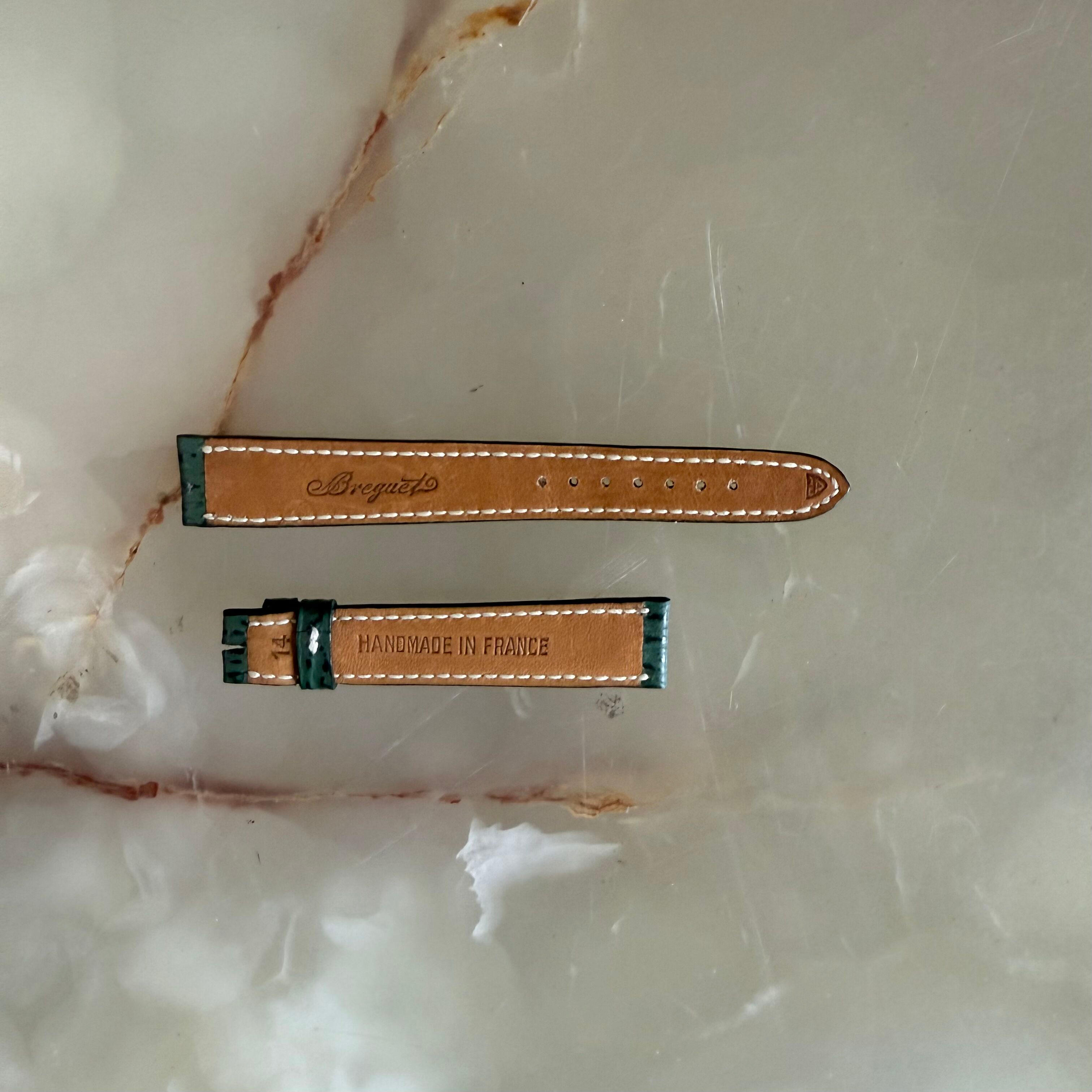 Authentic Breguet Green Shark Watch Strap Band 15mm Padded & Stitched