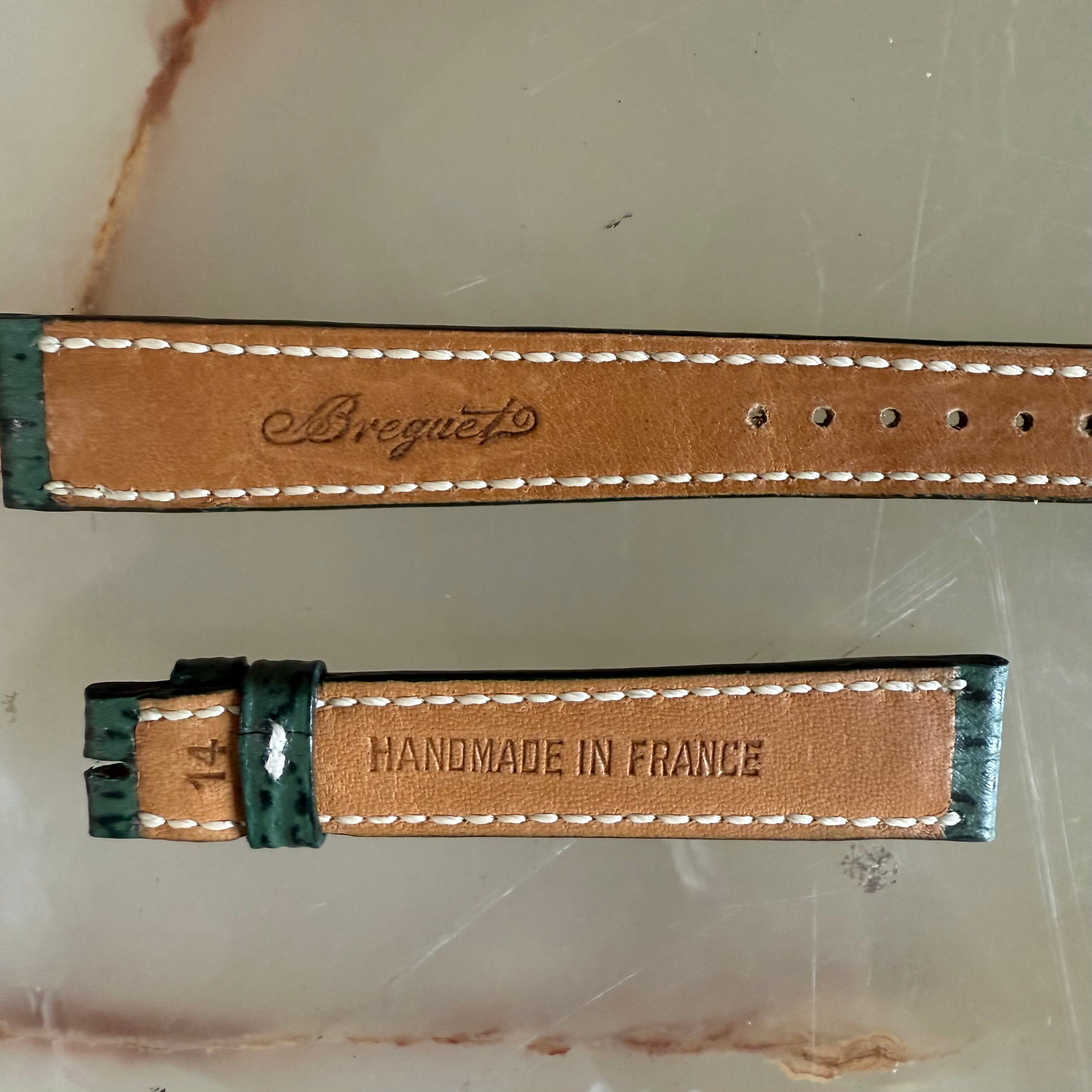 Authentic Breguet Green Shark Watch Strap Band 15mm Padded & Stitched