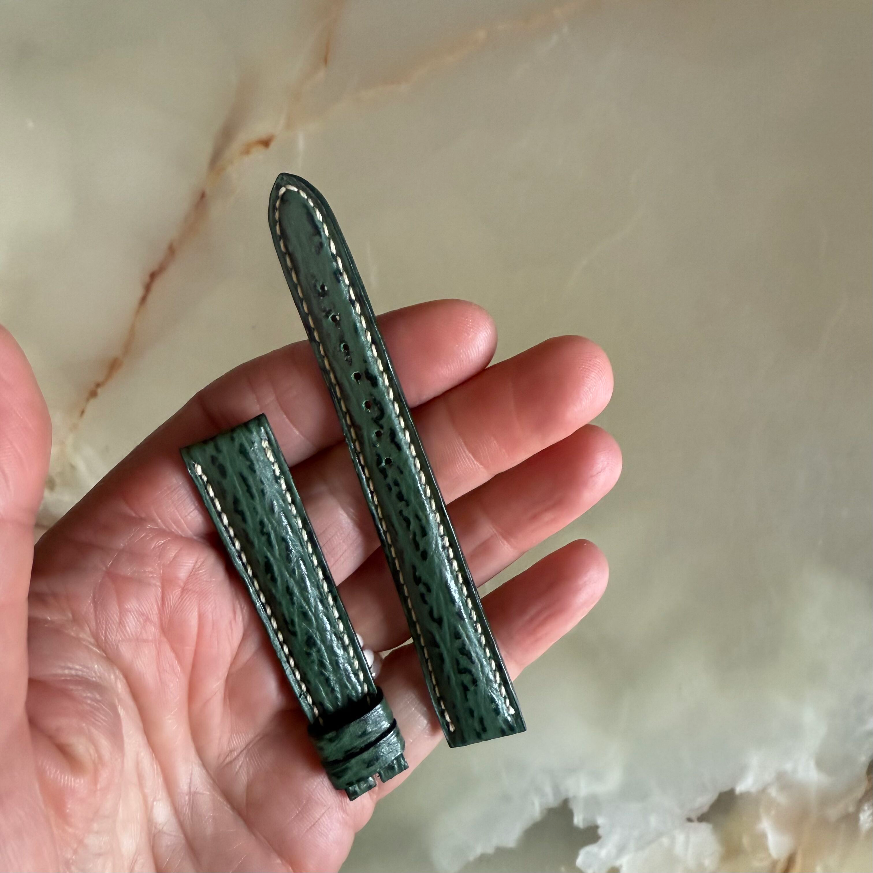 Authentic Breguet Green Shark Watch Strap Band 15mm Padded & Stitched