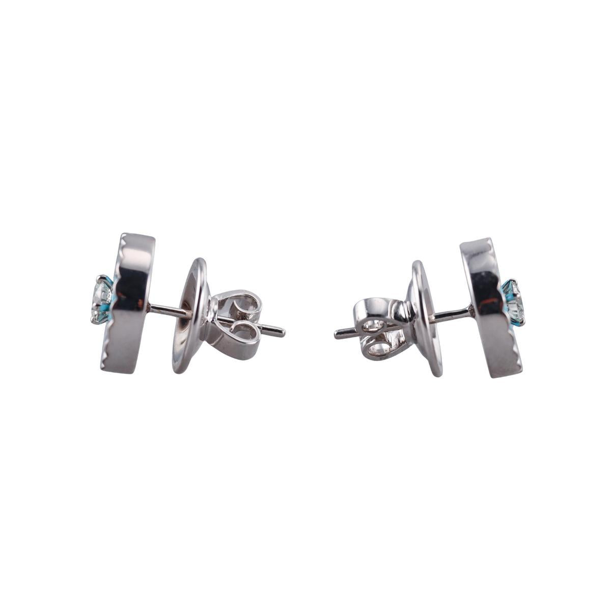 Marli 18k Gold Diamond Turquoise Stud Earrings