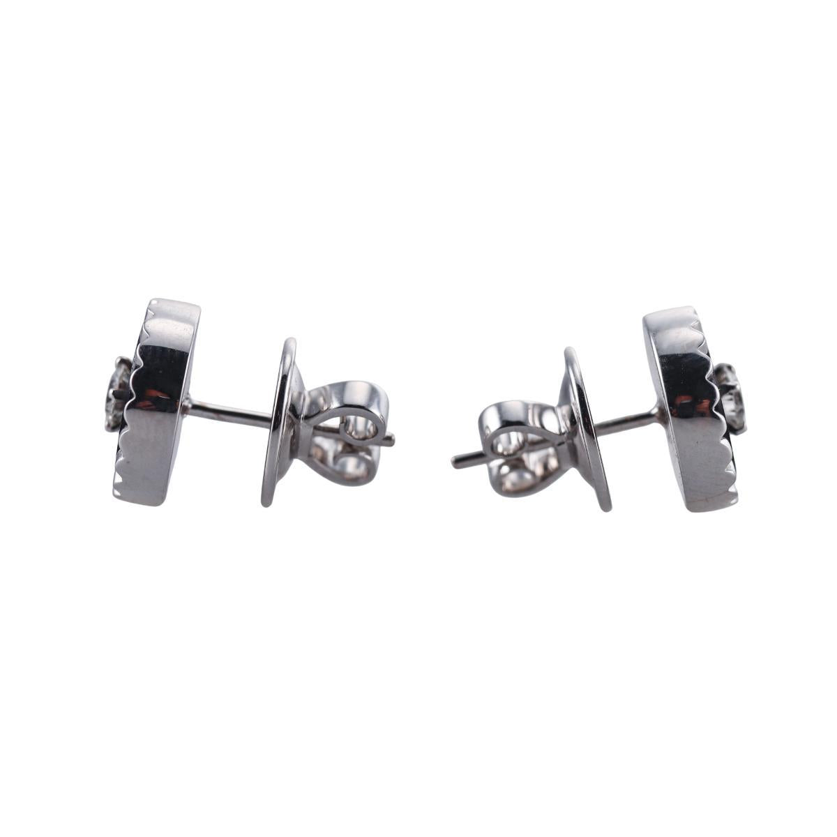 Marli 18k White Gold Diamond Black Onyx Stud Earrings