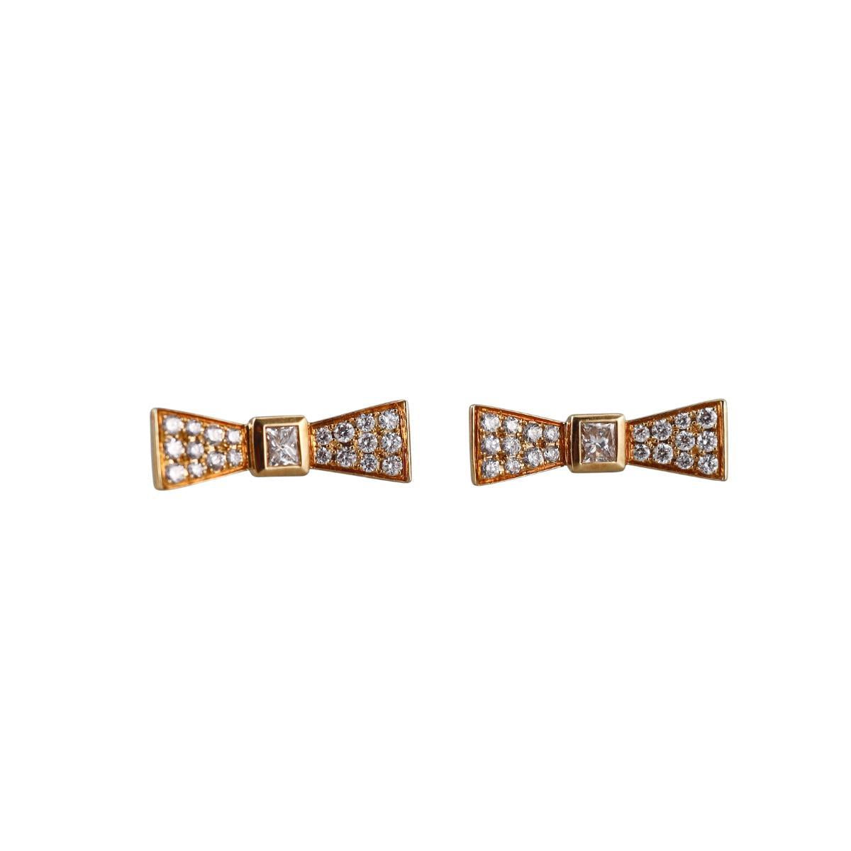 Marli 18k Gold Diamond Bow Stud Earrings