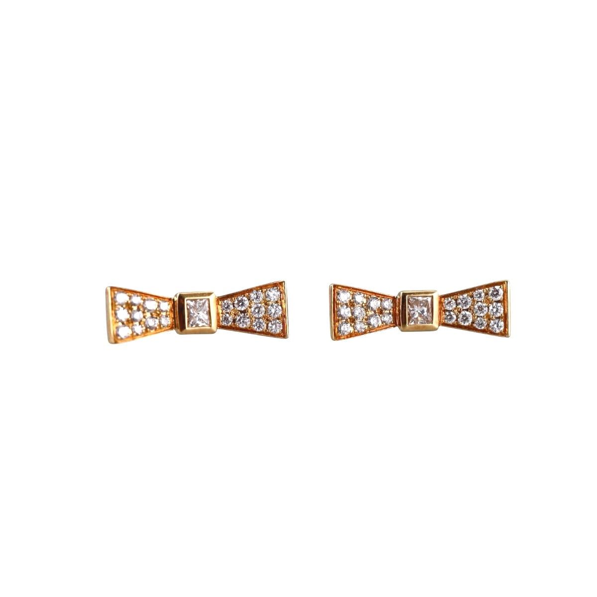 Marli 18k Gold Diamond Bow Stud Earrings