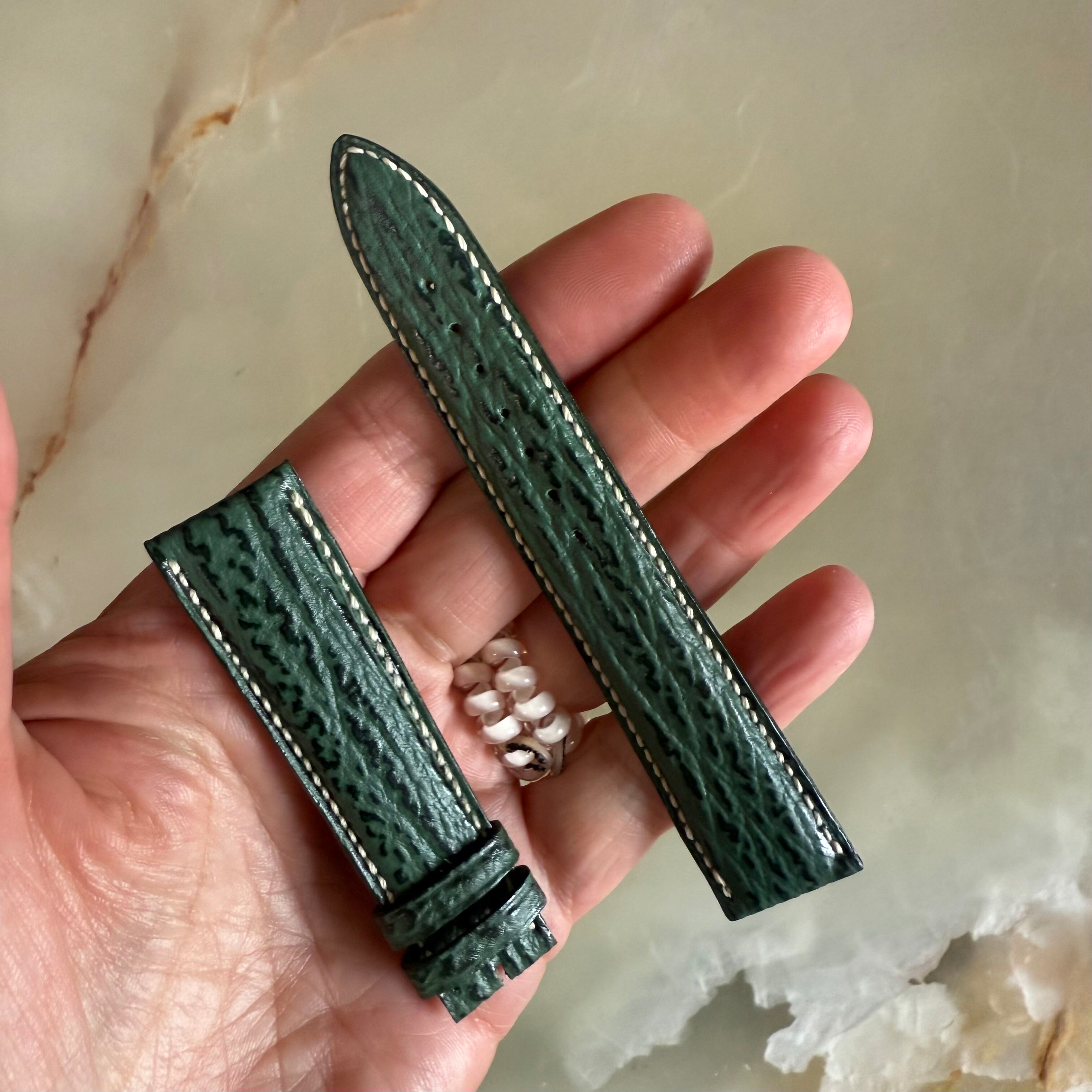 Authentic Breguet Green Shark Watch Strap Band 19mm Padded & Stitched