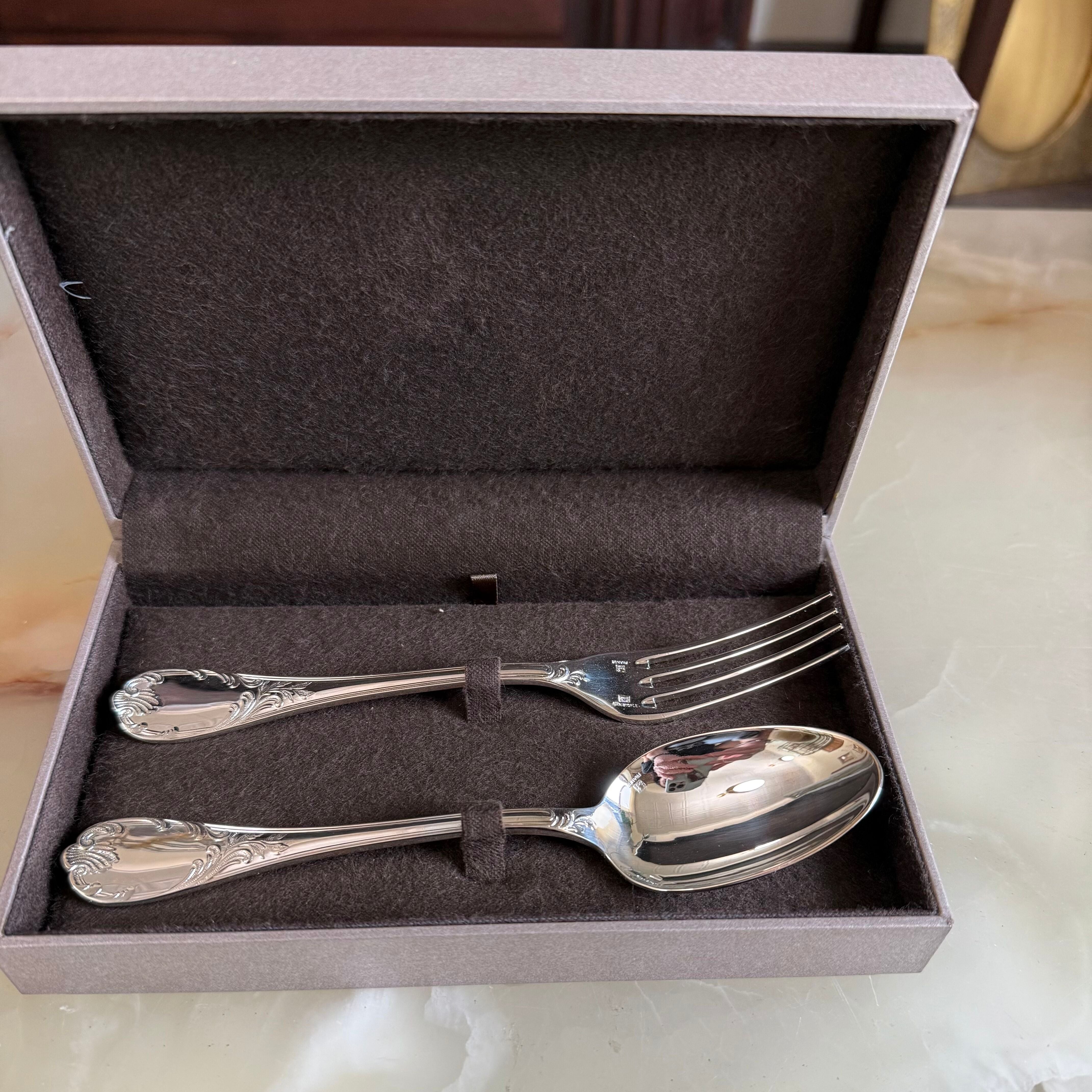 Christofle Marly Silver Plated Two-Piece Children’s Flatware Set