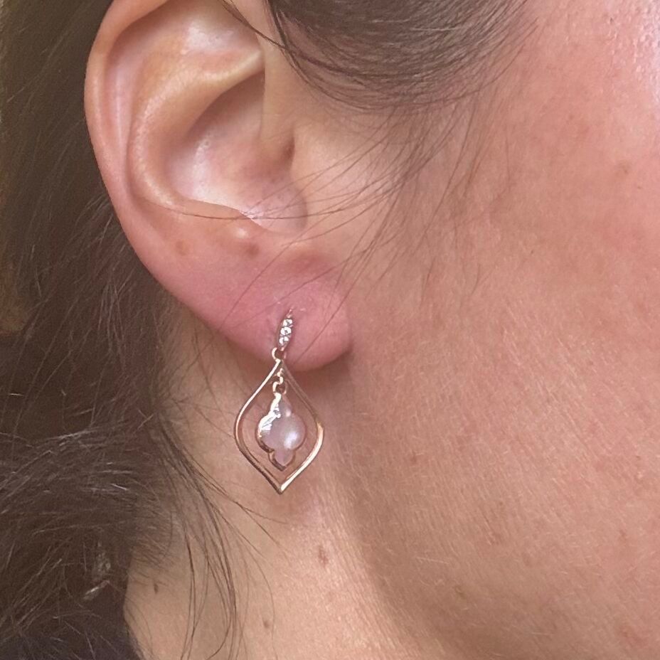 Kabana 14K Rose Gold Mother of Pearl Diamond Drop Earrings