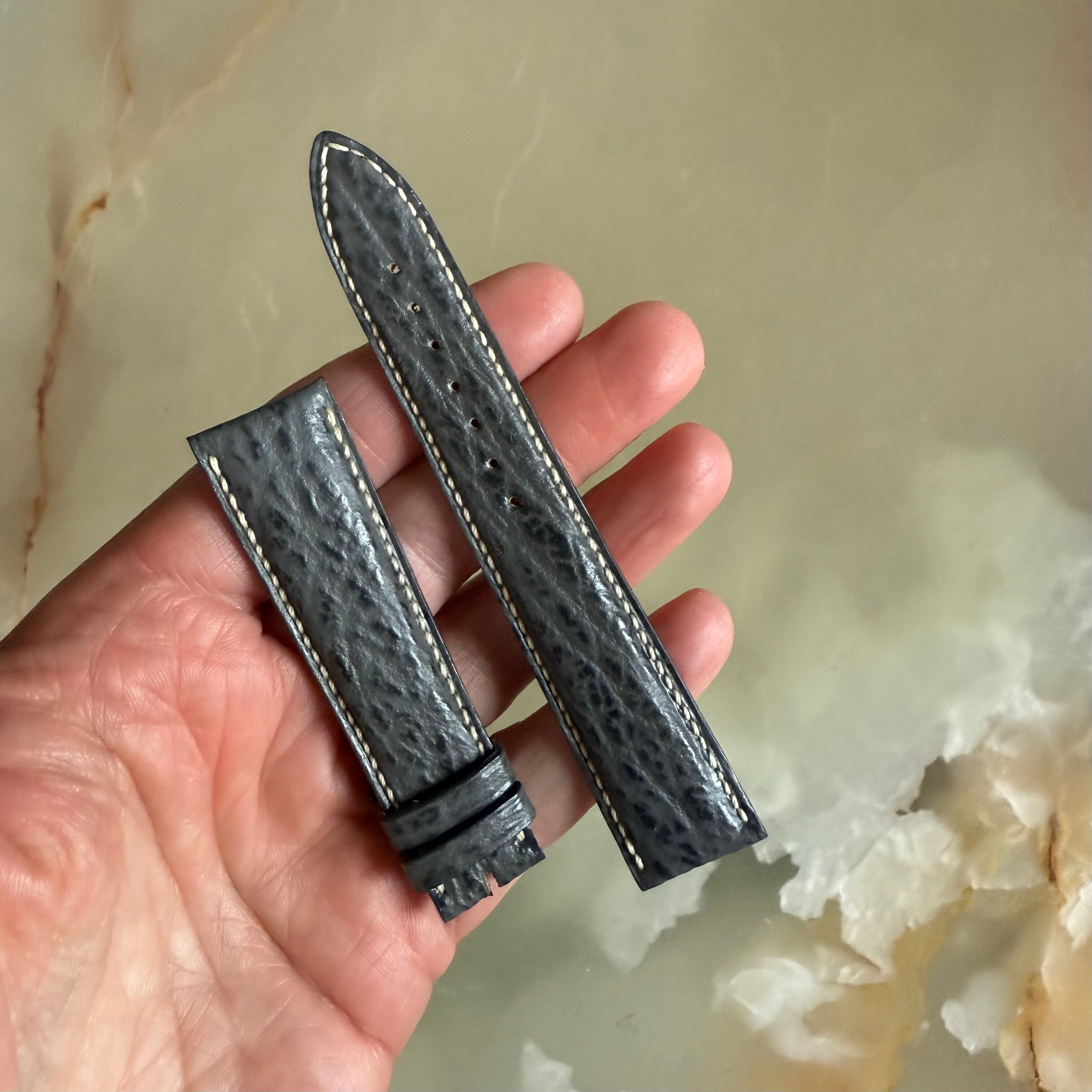 Authentic Breguet Grey Shark Watch Strap Band 19mm Padded & Stitched