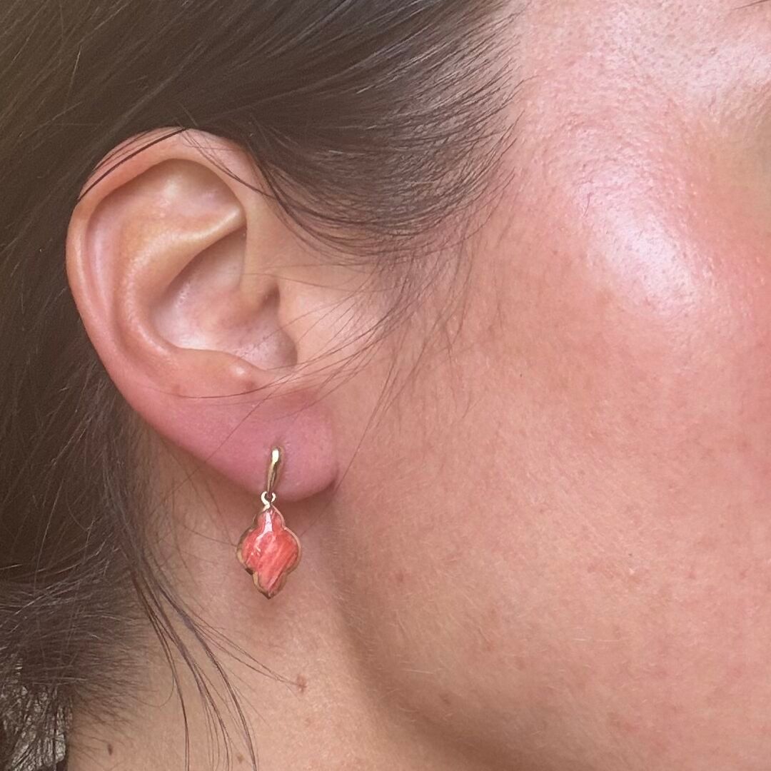 Kabana 14K Yellow Gold Red Spiny Oyster Drop Earrings