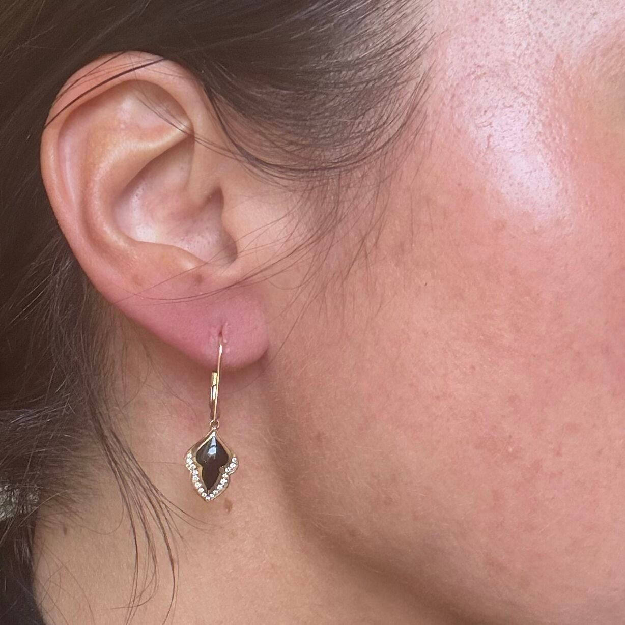 Kabana 14K Yellow Gold Black Onyx Diamond Earrings
