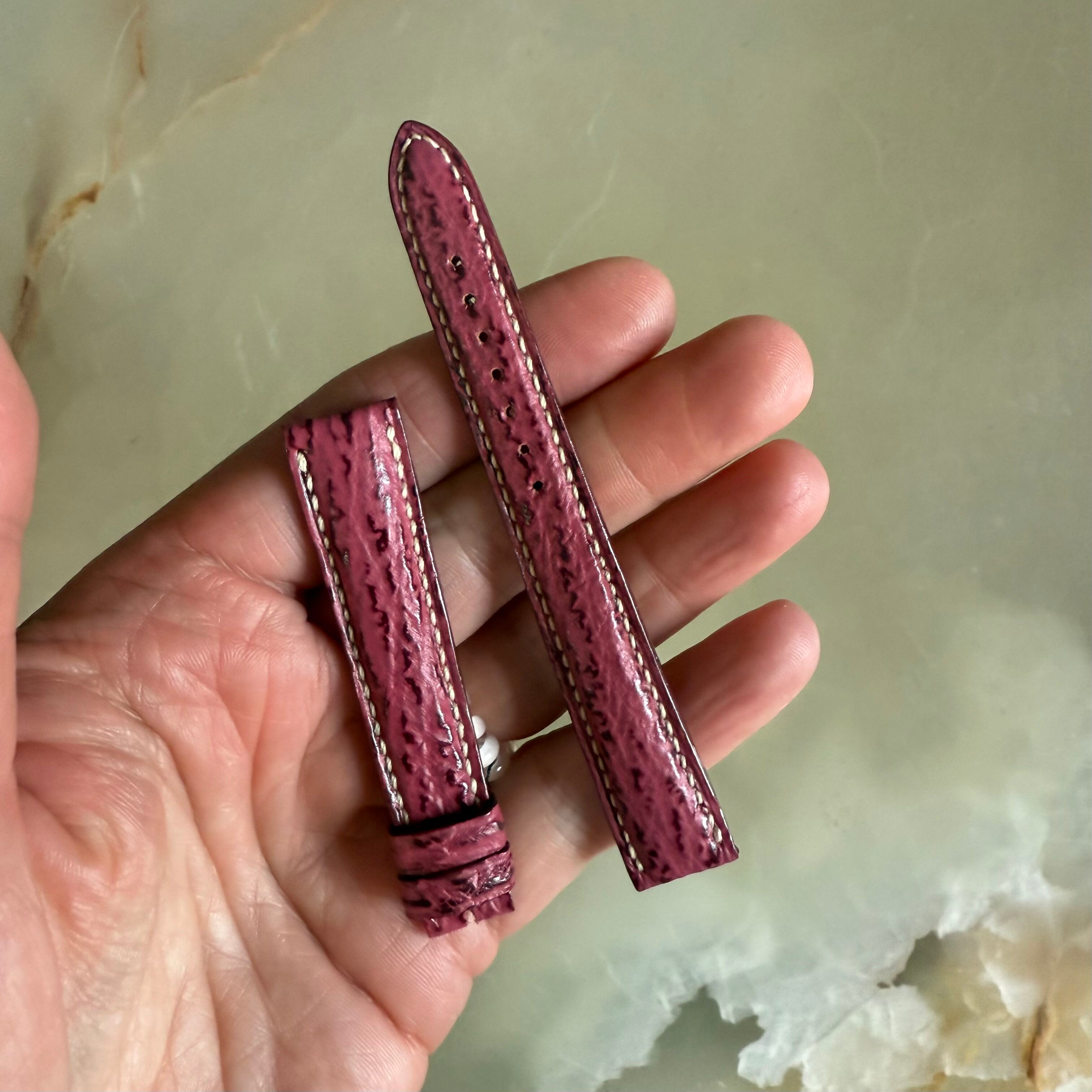 Authentic Breguet Pink Shark Watch Strap Band 15mm Padded & Stitched