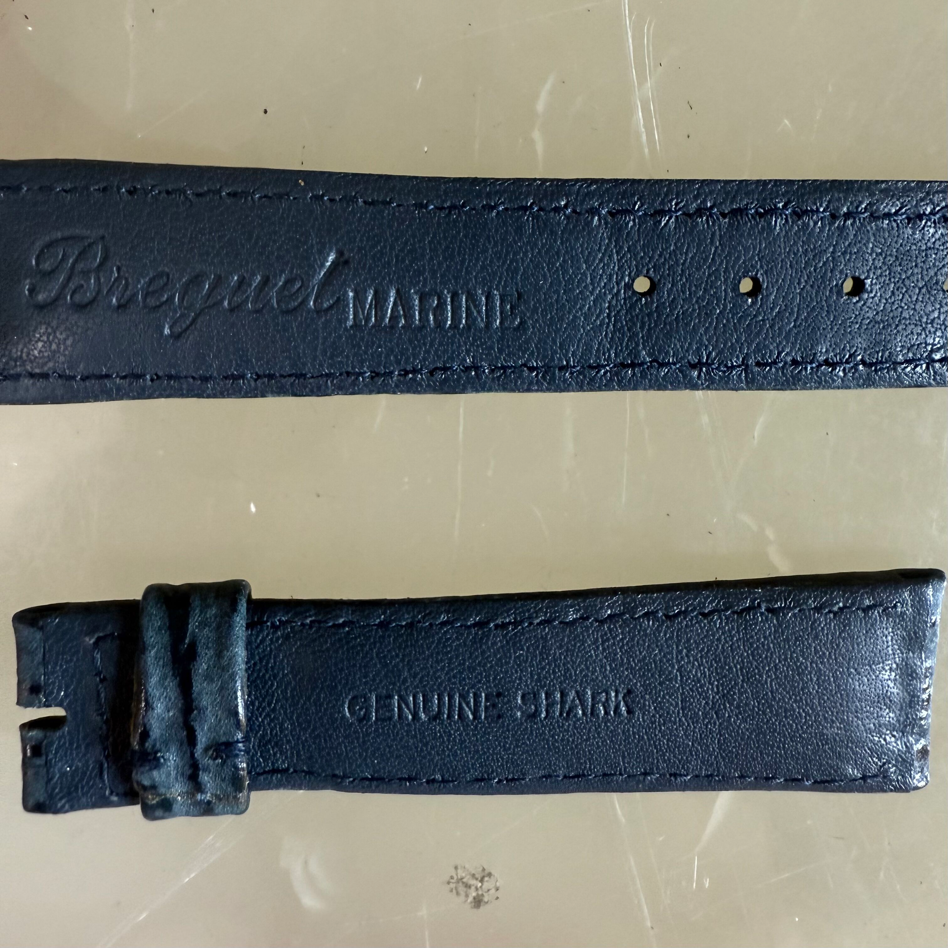 Authentic Breguet Blue Shark Watch Strap Band 19mm Padded & Stitched