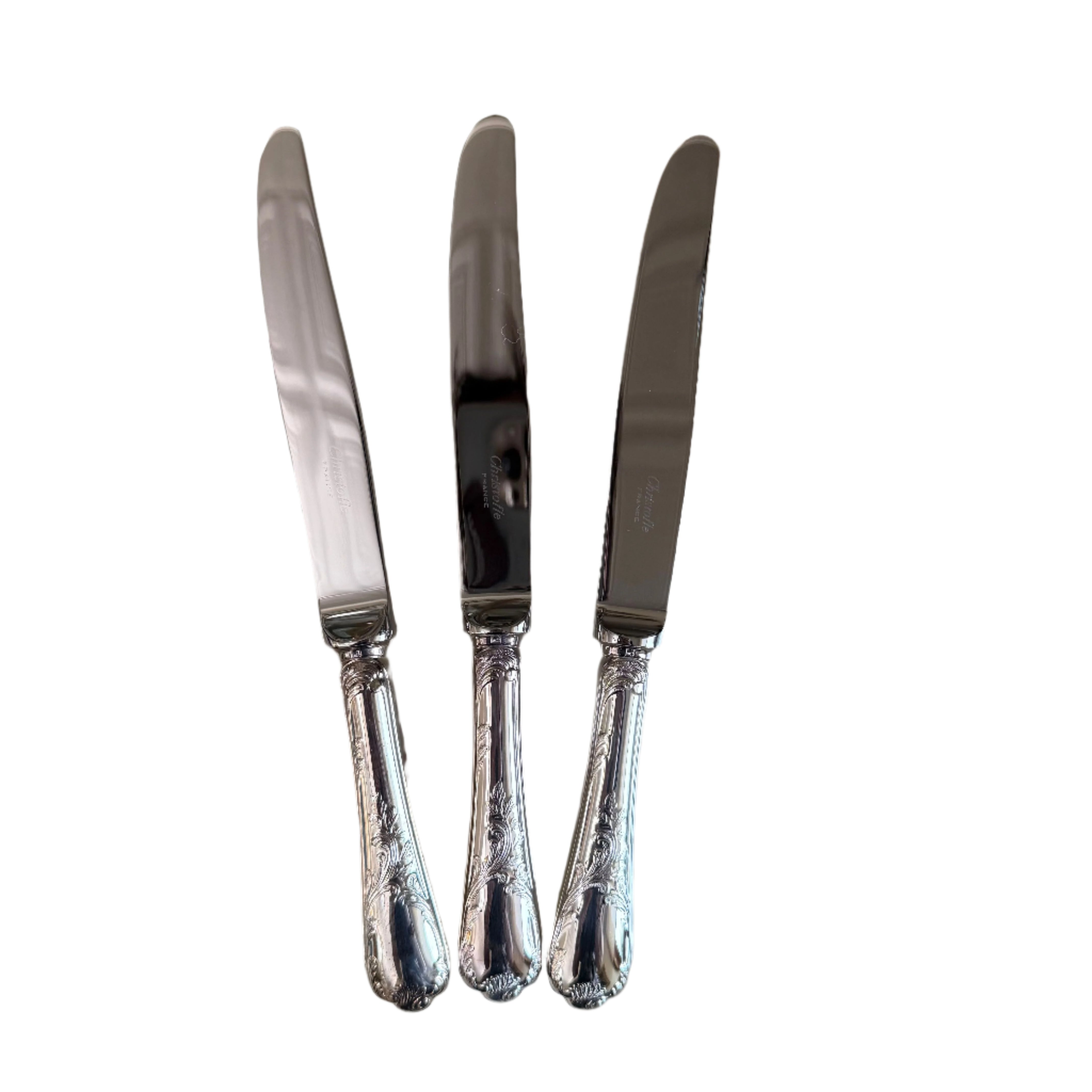 Christofle Marly Silver Plated Dessert Knife Set of 3