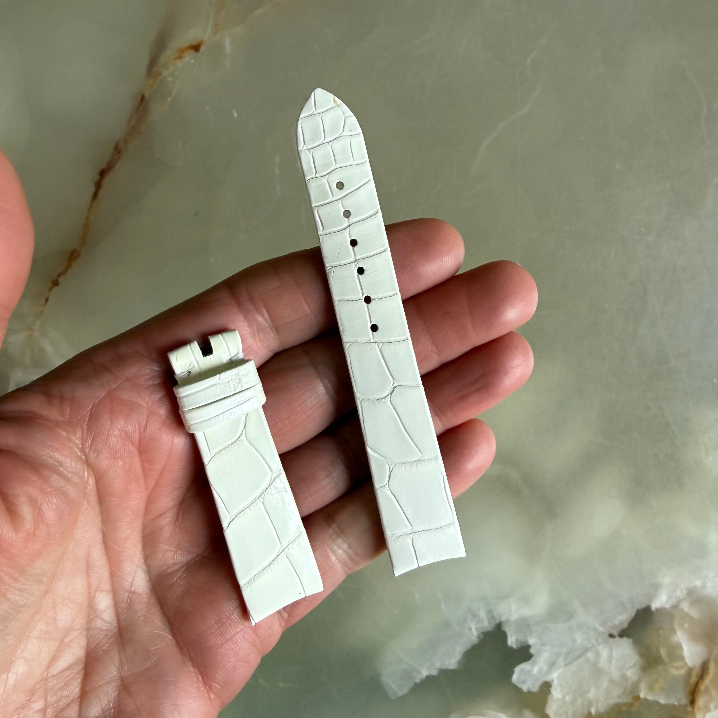 Authentic Girard Perregaux White Crocodile Watch Strap Band 16mm