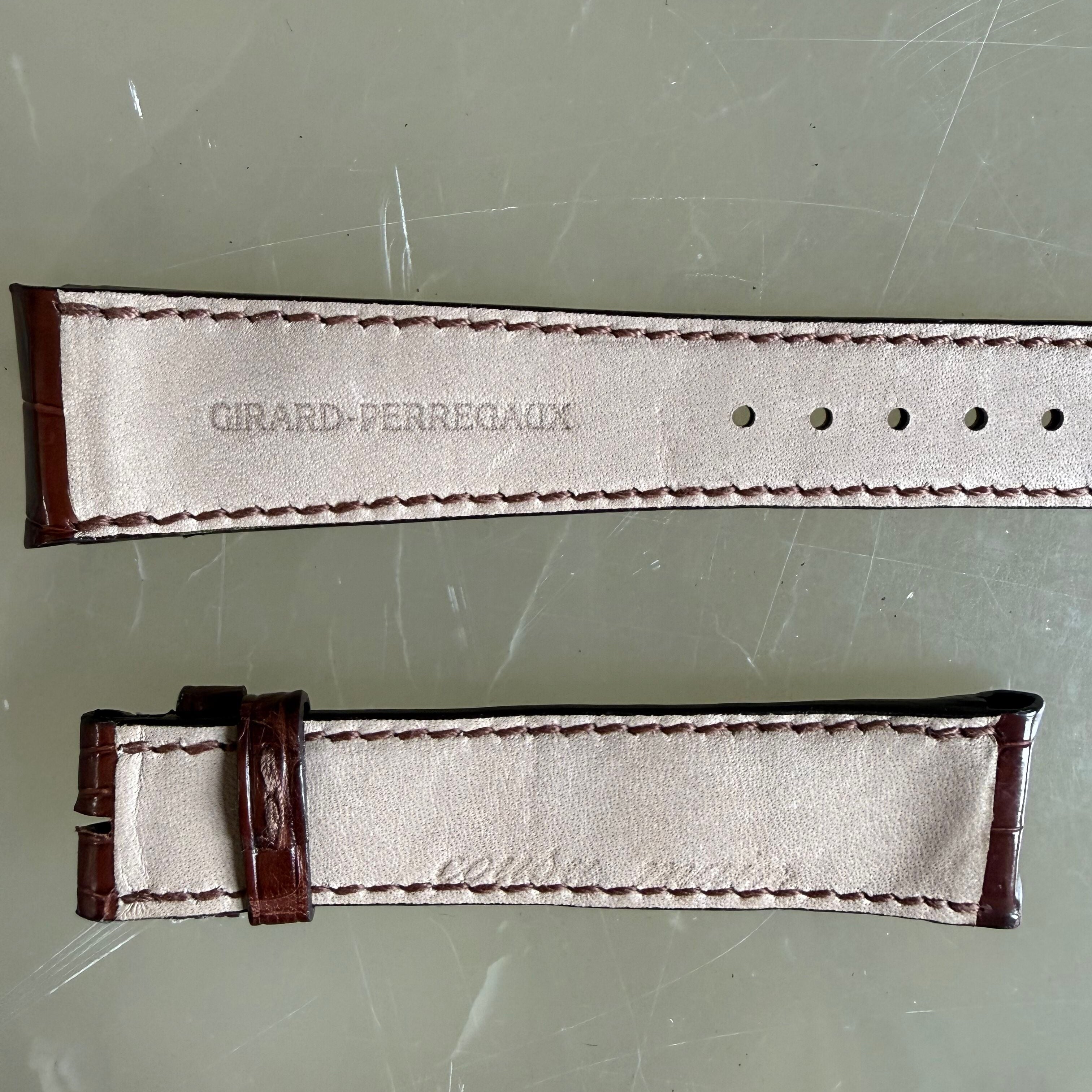 Authentic Girard Perregaux Brown Crocodile Watch Strap Band 20mm Padded & Stitched