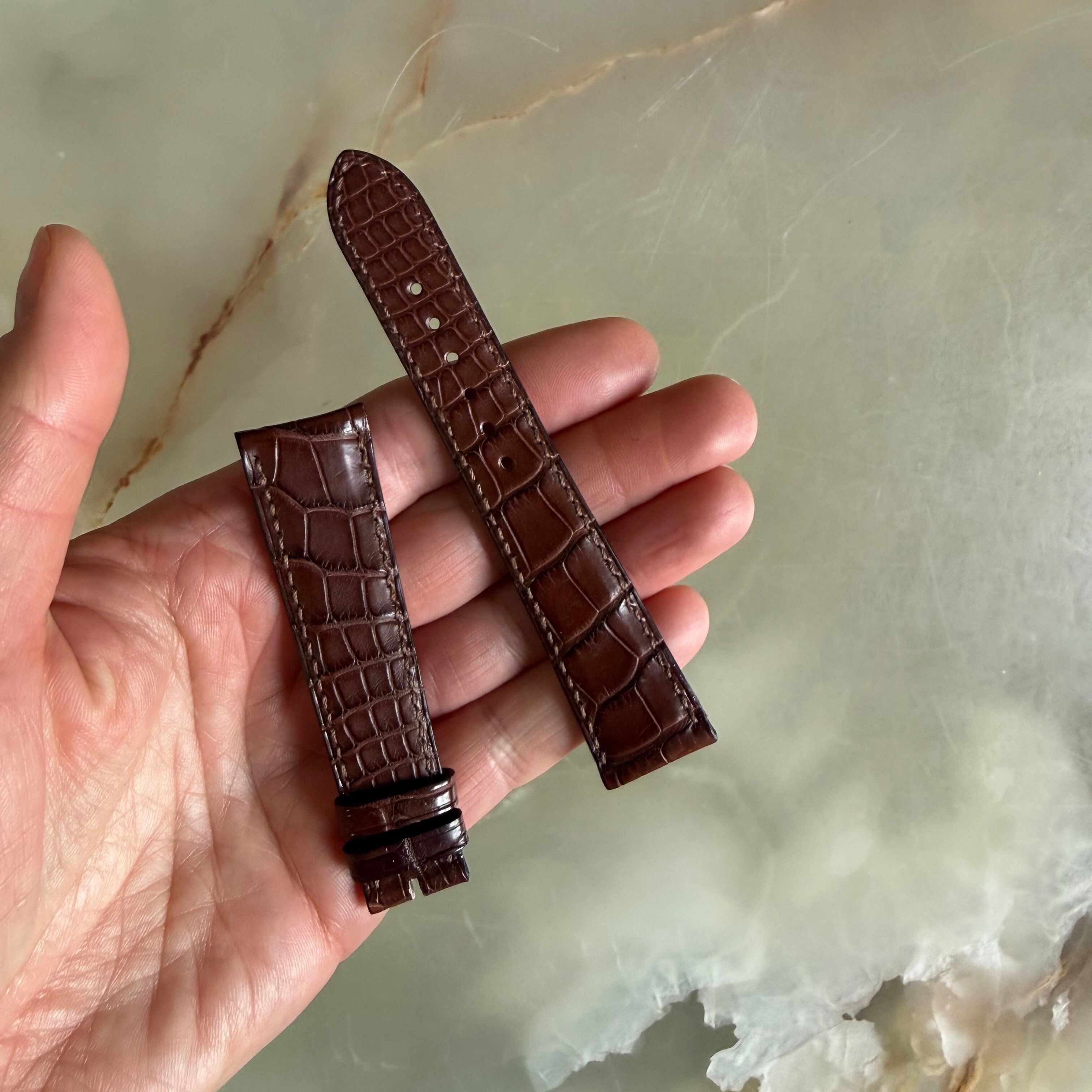 Authentic Girard Perregaux Brown Crocodile Watch Strap Band 20mm Padded & Stitched