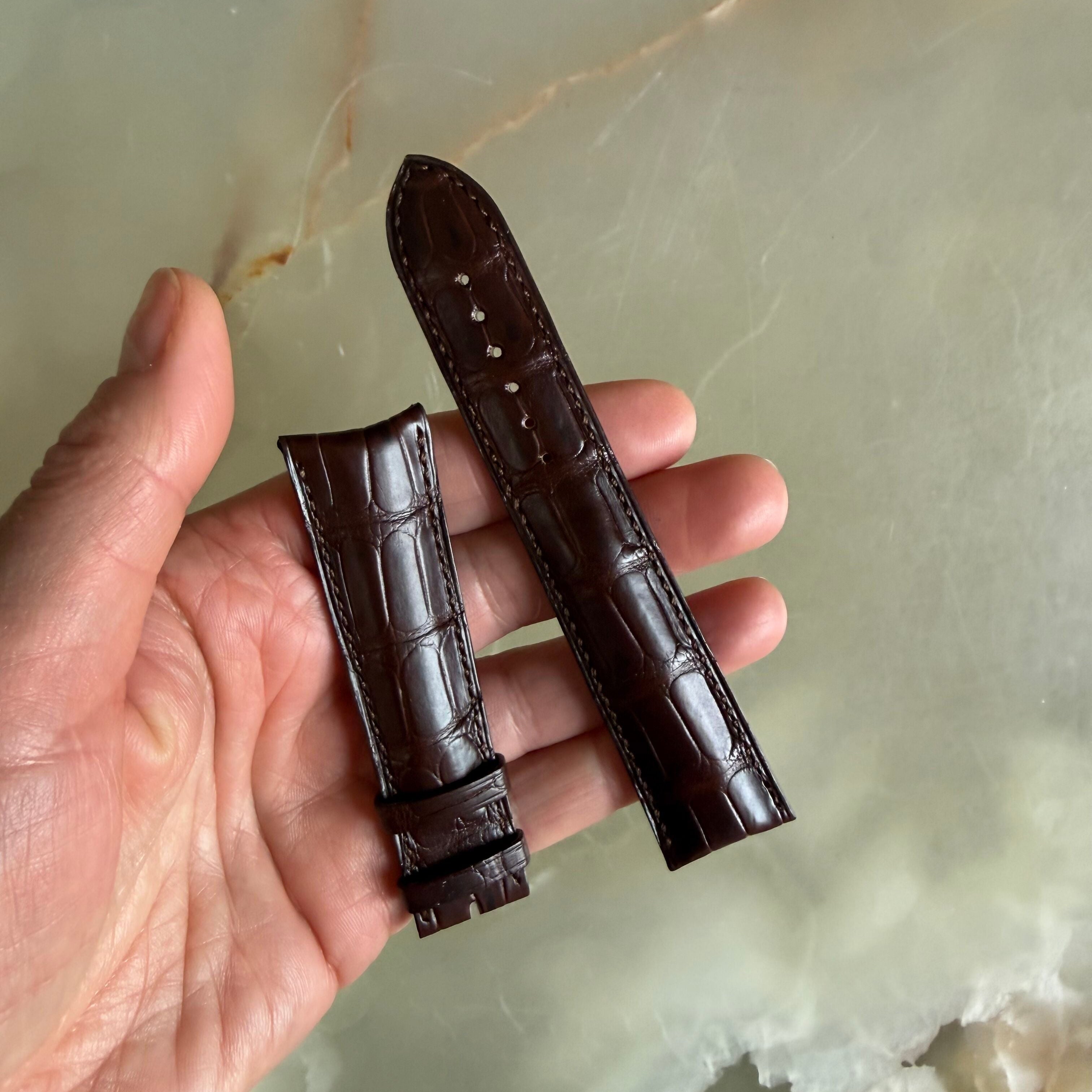 Authentic Girard Perregaux Brown Crocodile Watch Strap Band 22mm Padded & Stitched