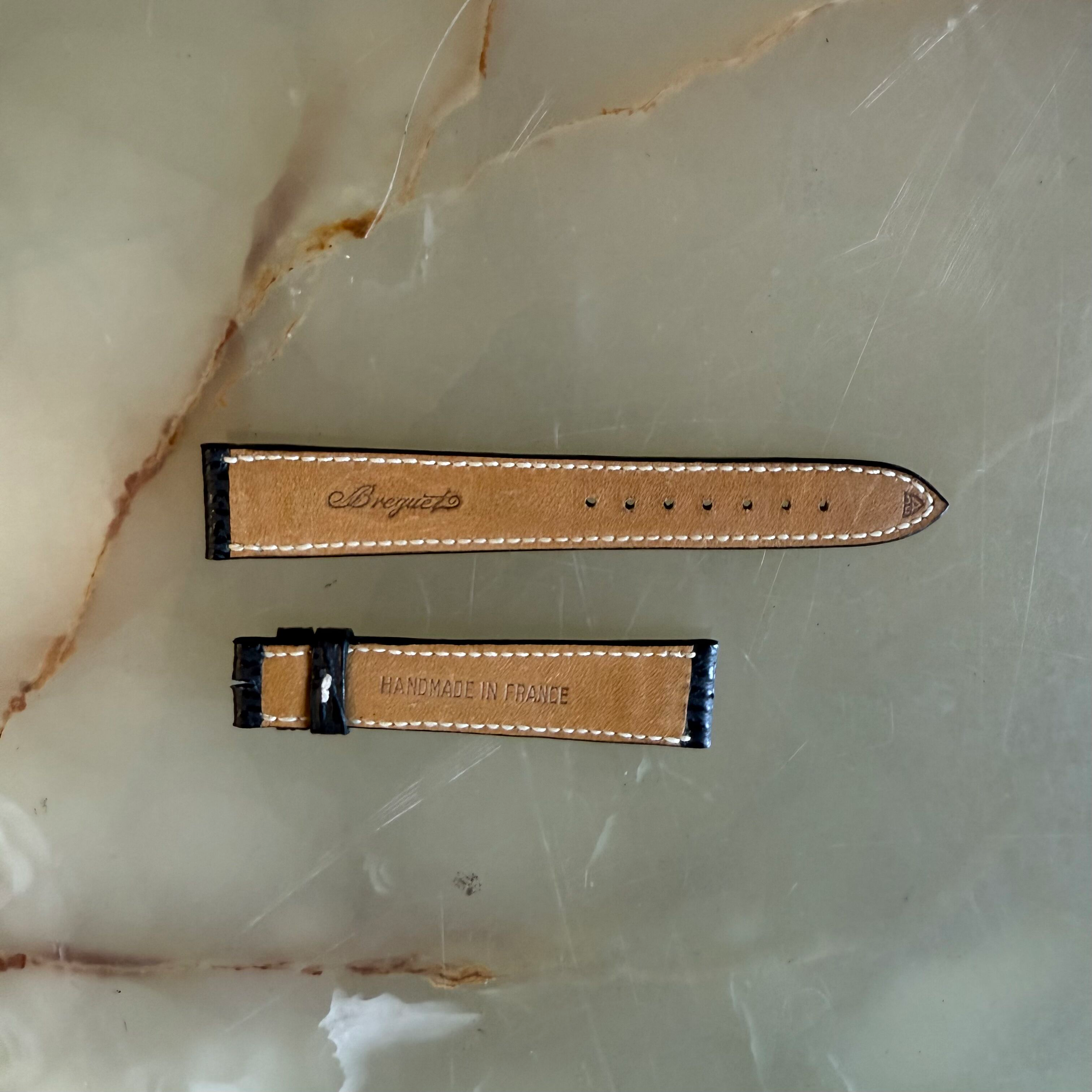 Authentic Breguet Black Shark Watch Strap Band 18mm Padded & Stitched