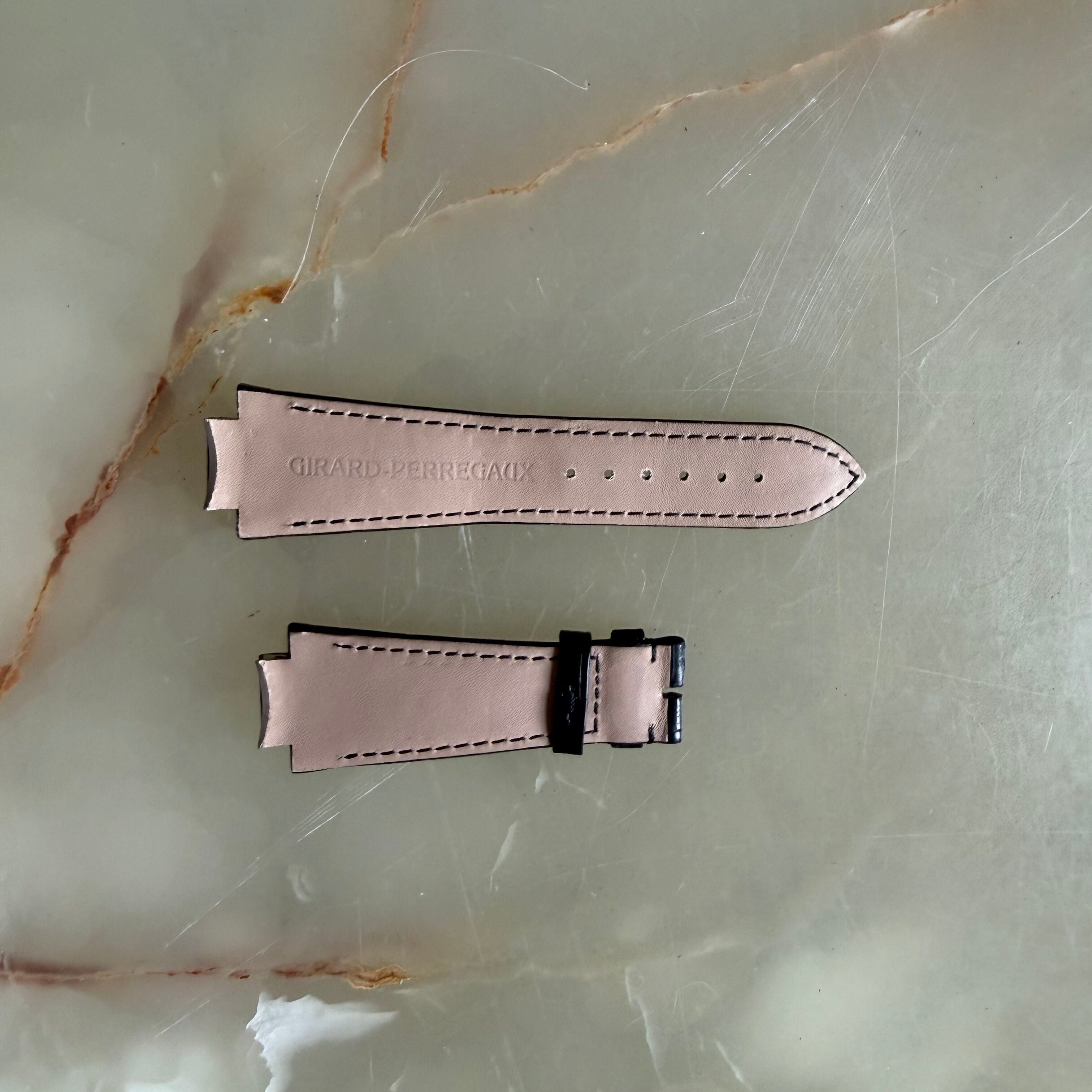 Authentic Girard Perregaux Laureato Black Crocodile Watch Strap Band 25.45mm Padded Stitched