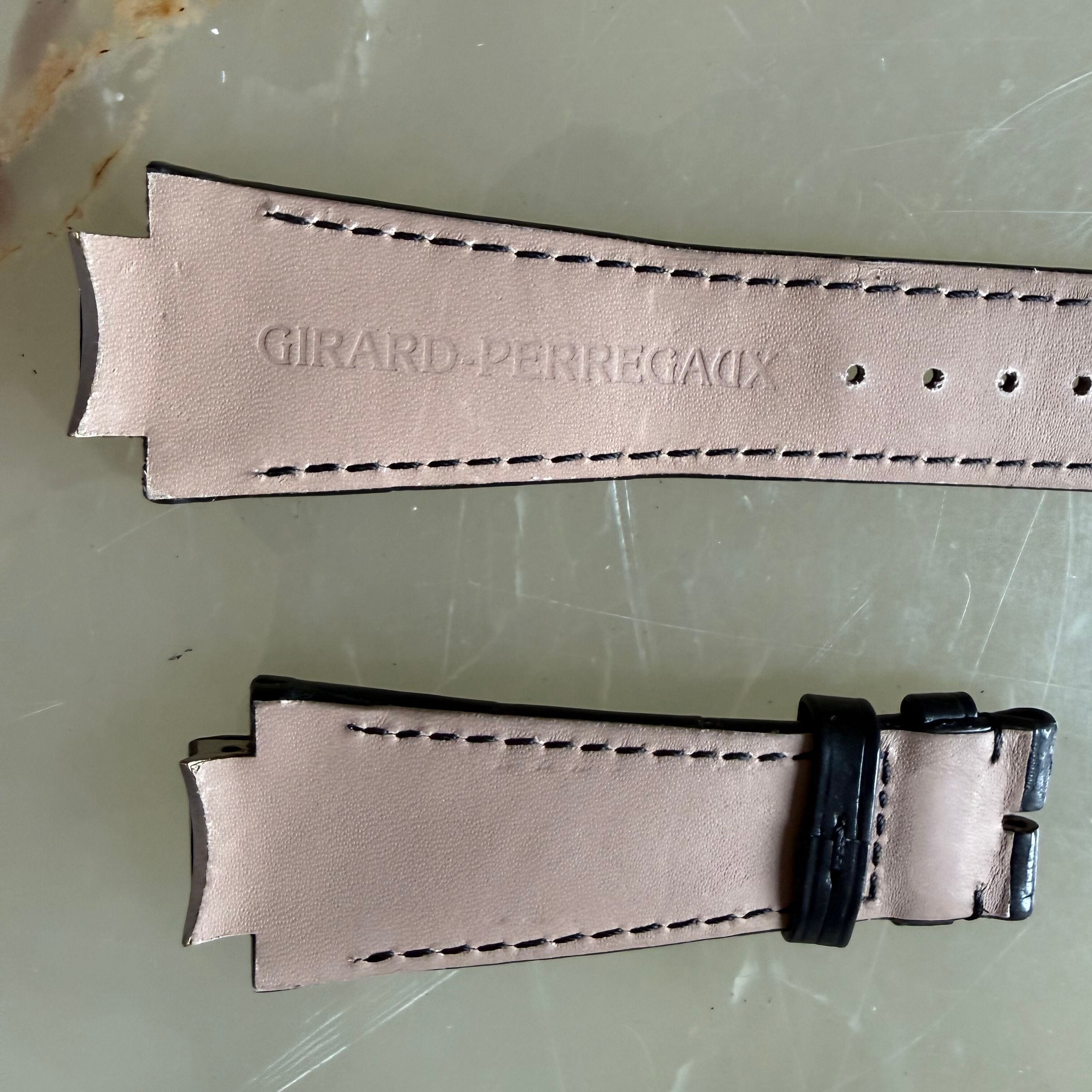 Authentic Girard Perregaux Laureato Black Crocodile Watch Strap Band 25.45mm Padded Stitched