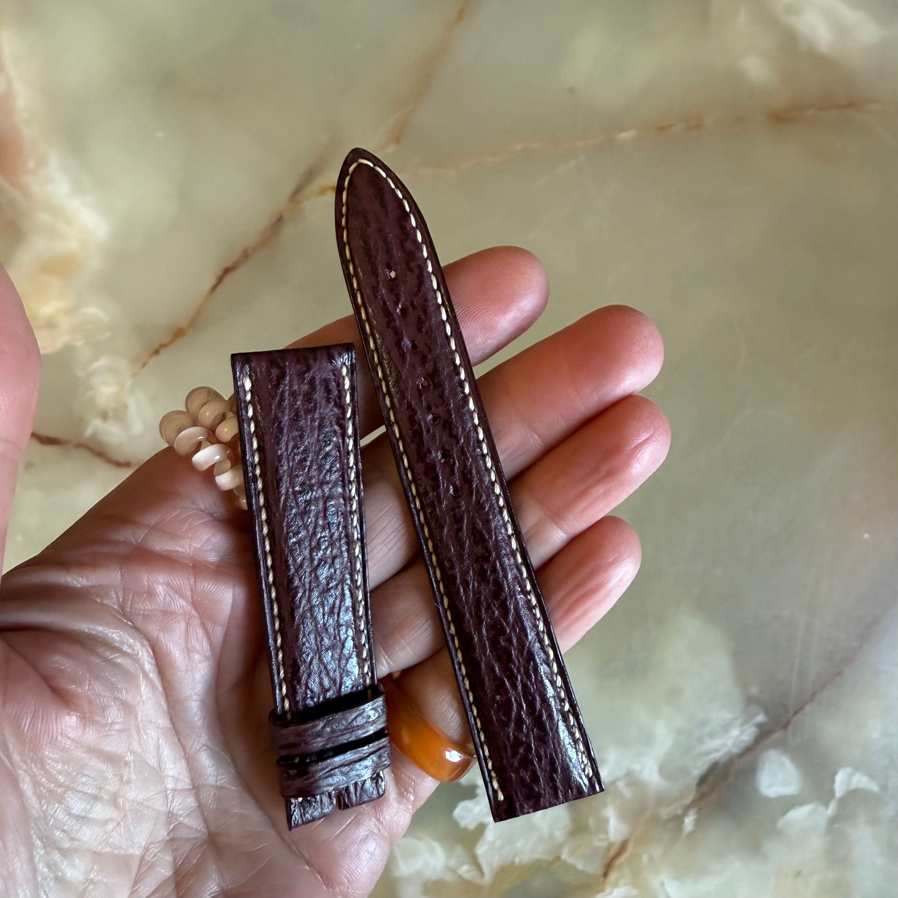 Authentic Breguet Burgundy Shark Watch Strap Band 19mm Padded & Stitched