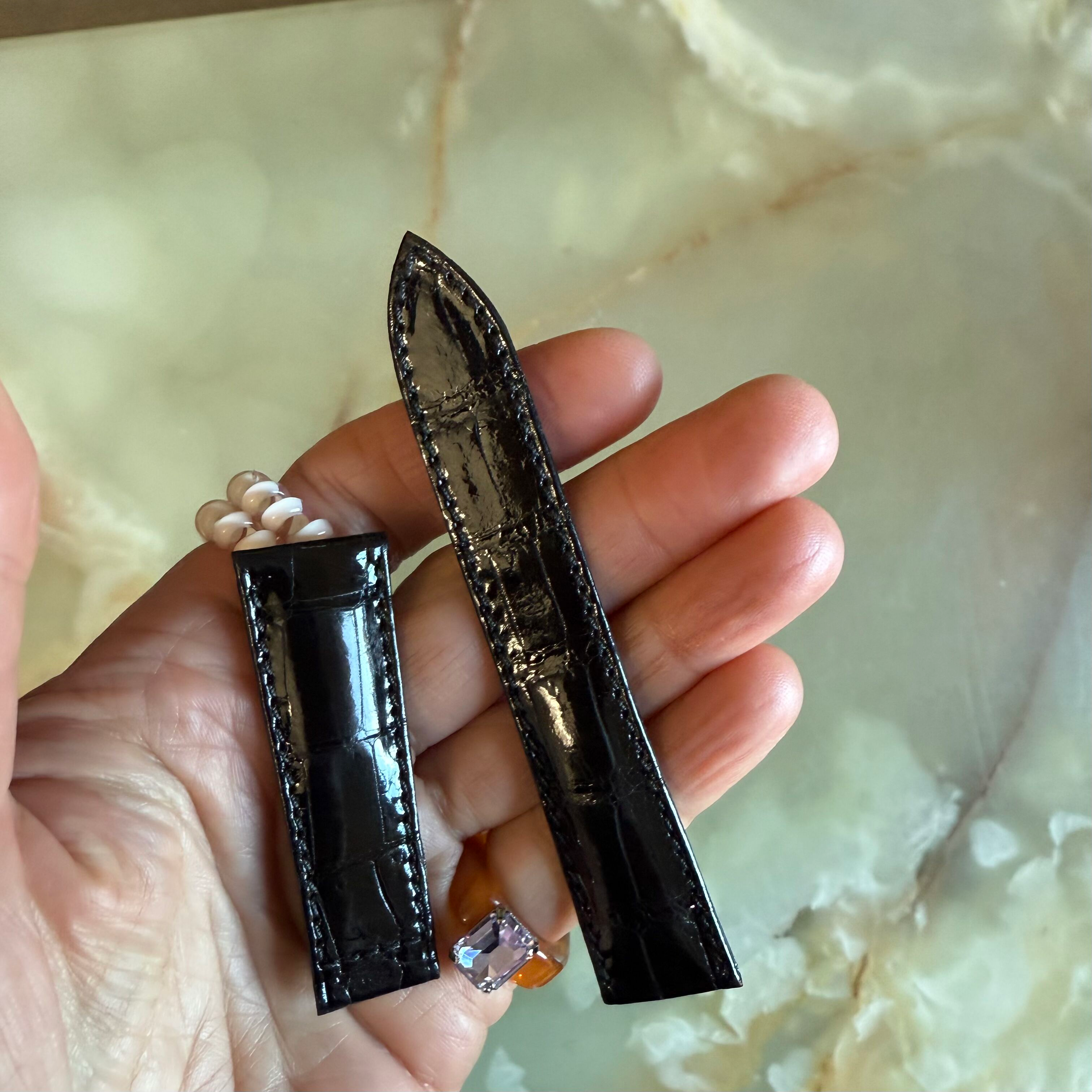 Authentic Breguet Black Crocodile Watch Strap Band 20mm Padded & Stitched