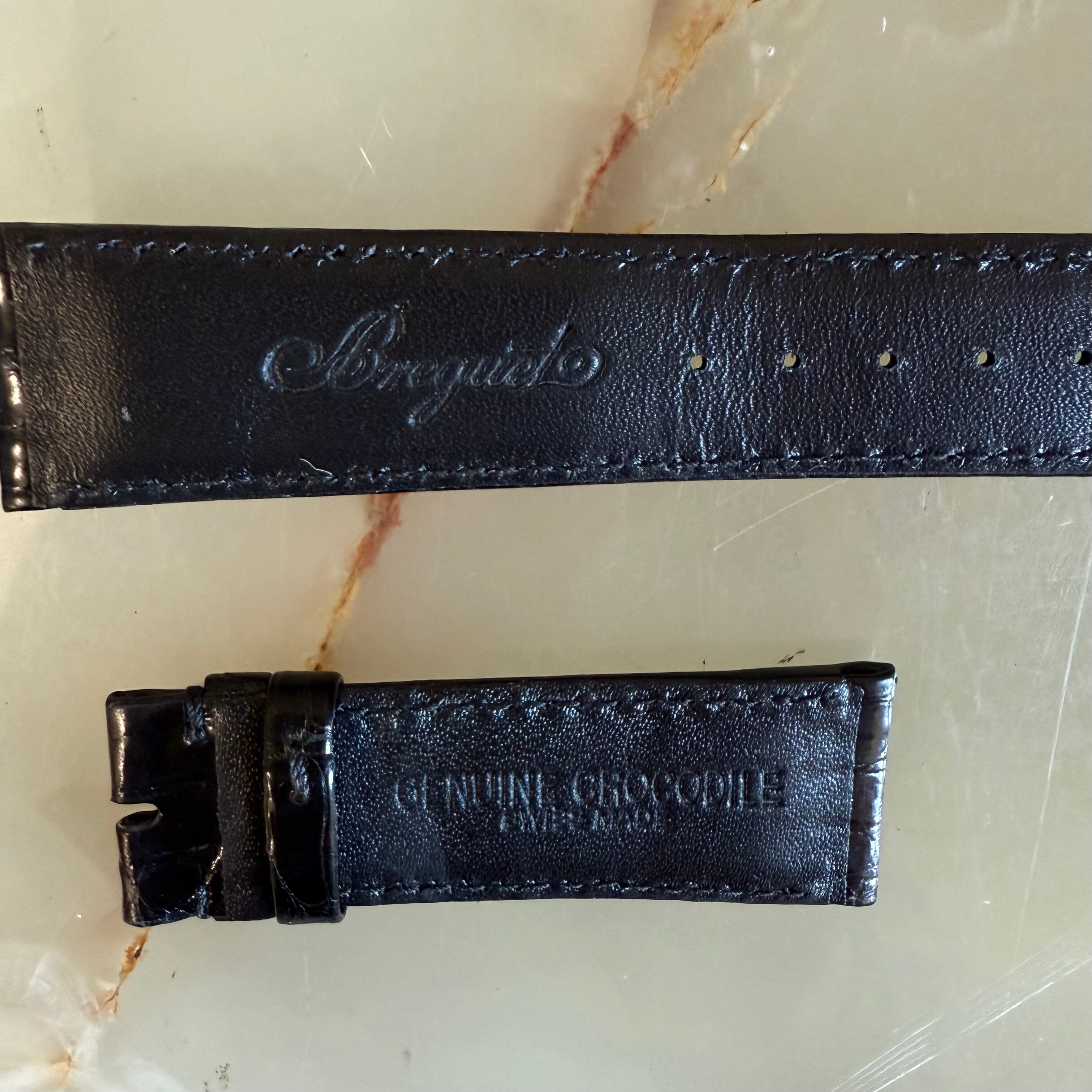 Authentic Breguet Black Crocodile Watch Strap Band 21mm Padded & Stitched