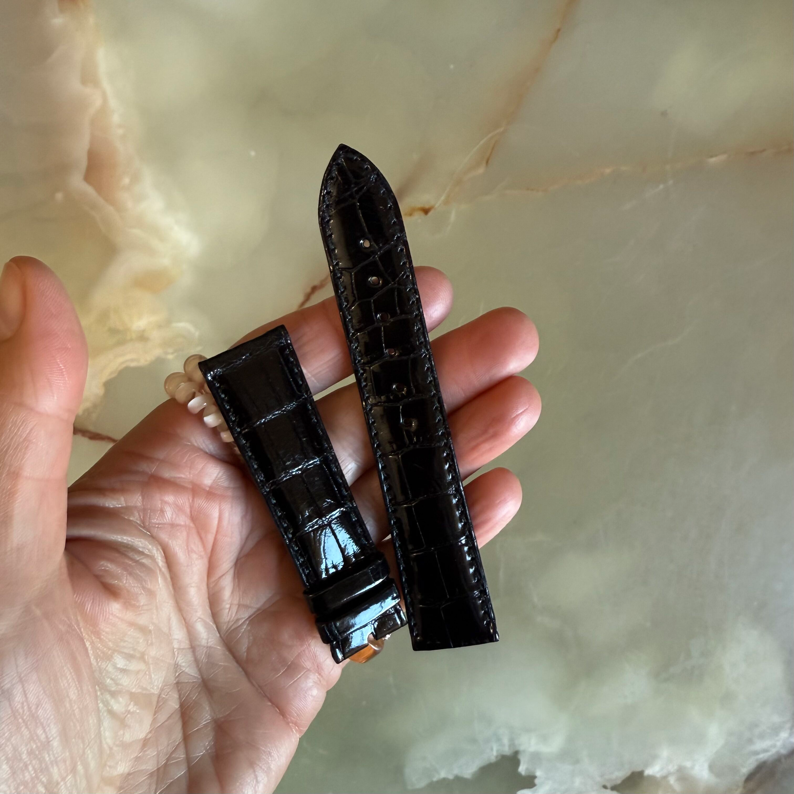 Authentic Breguet Black Crocodile Watch Strap Band 20mm Padded & Stitched