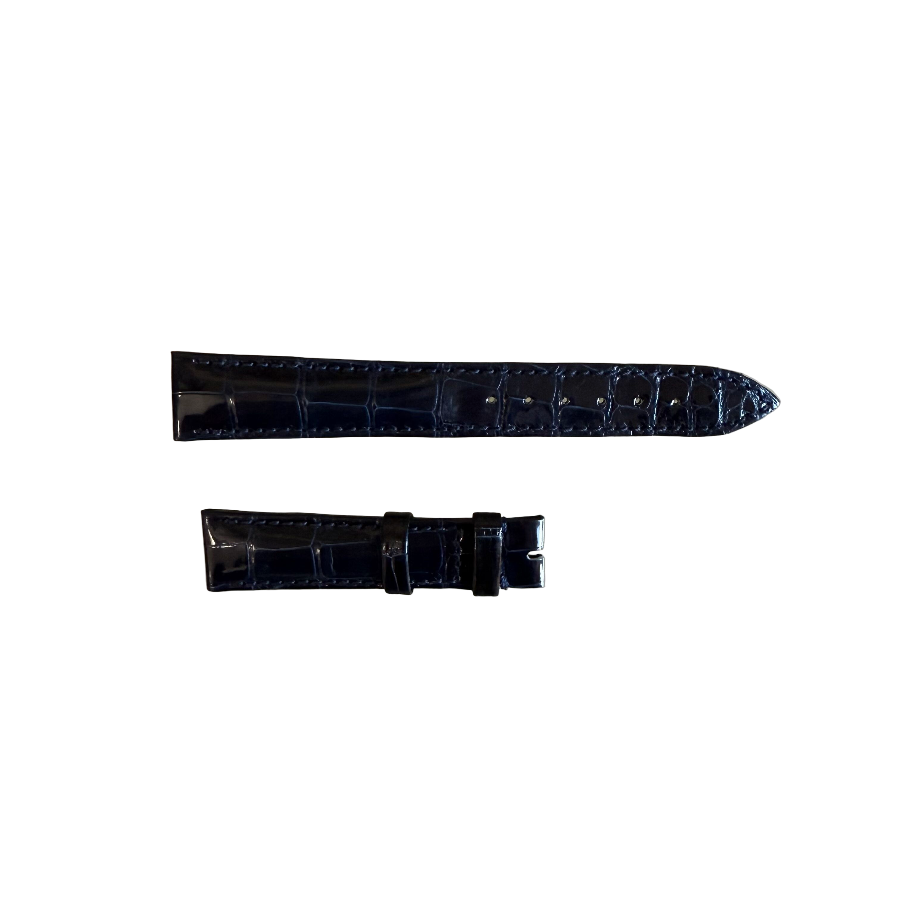 Authentic Breguet Blue Shiny Crocodile Watch Strap Band 16.5mm Padded & Stitched