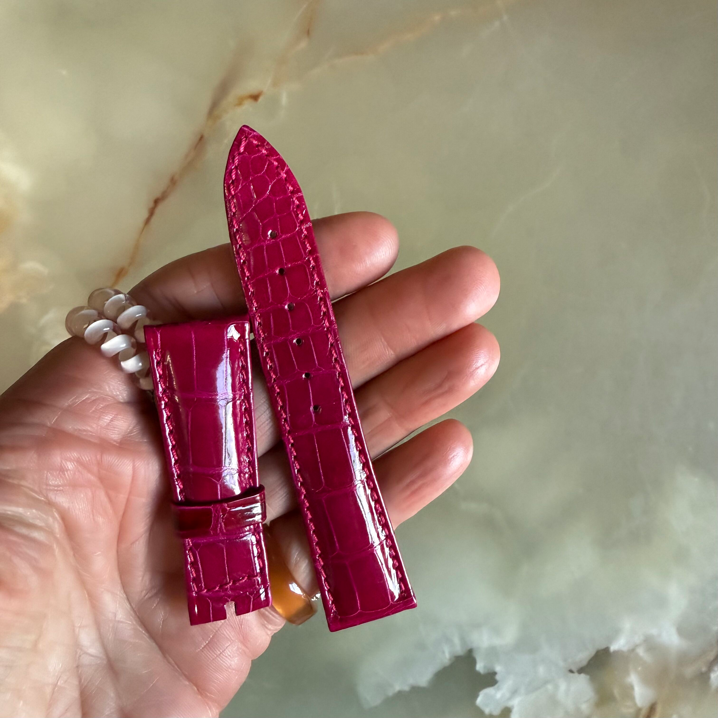Authentic Breguet Pink Crocodile Watch Strap Band 19.5mm Padded & Stitched