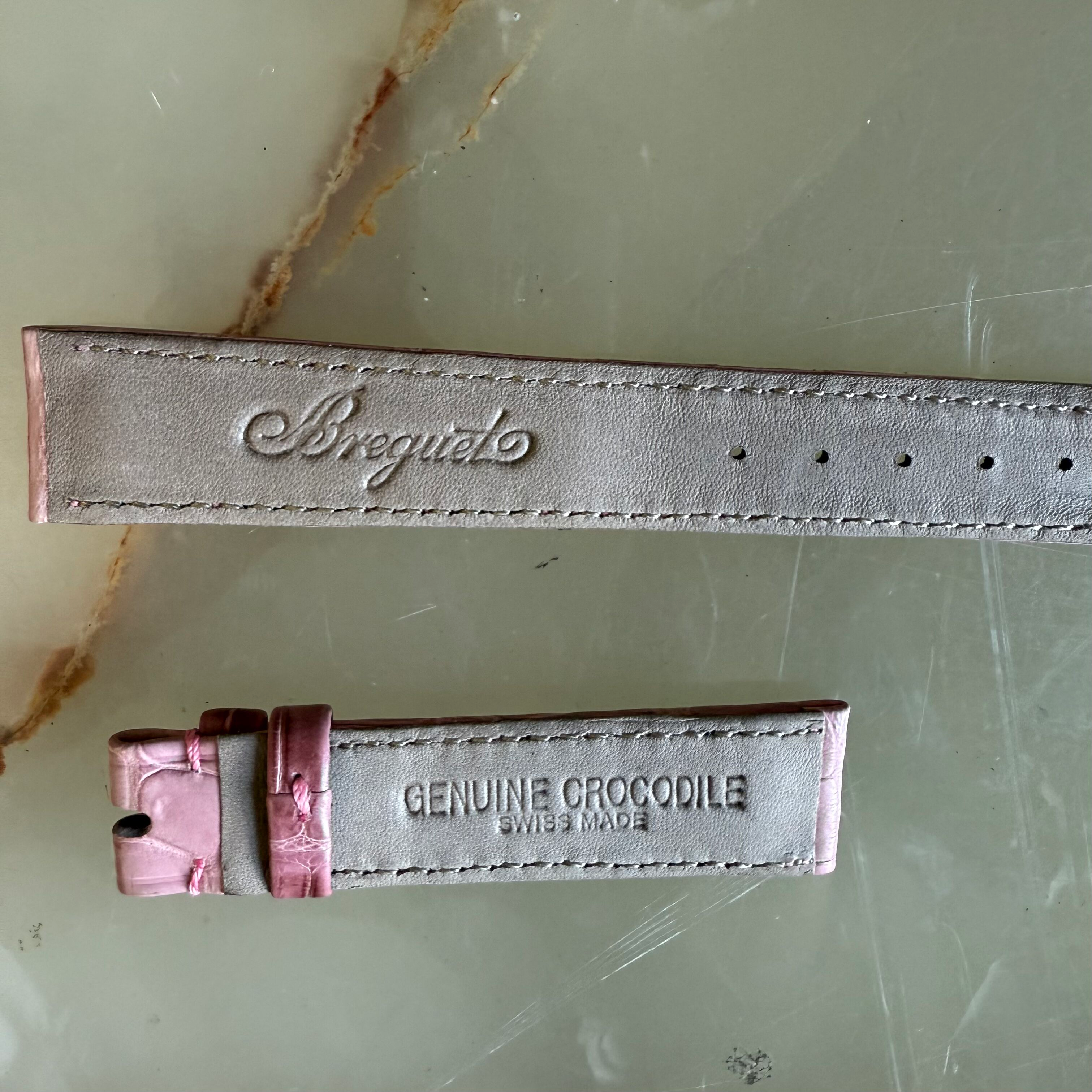 Authentic Breguet Pink Crocodile Watch Strap Band 16.5mm Padded & Stitched